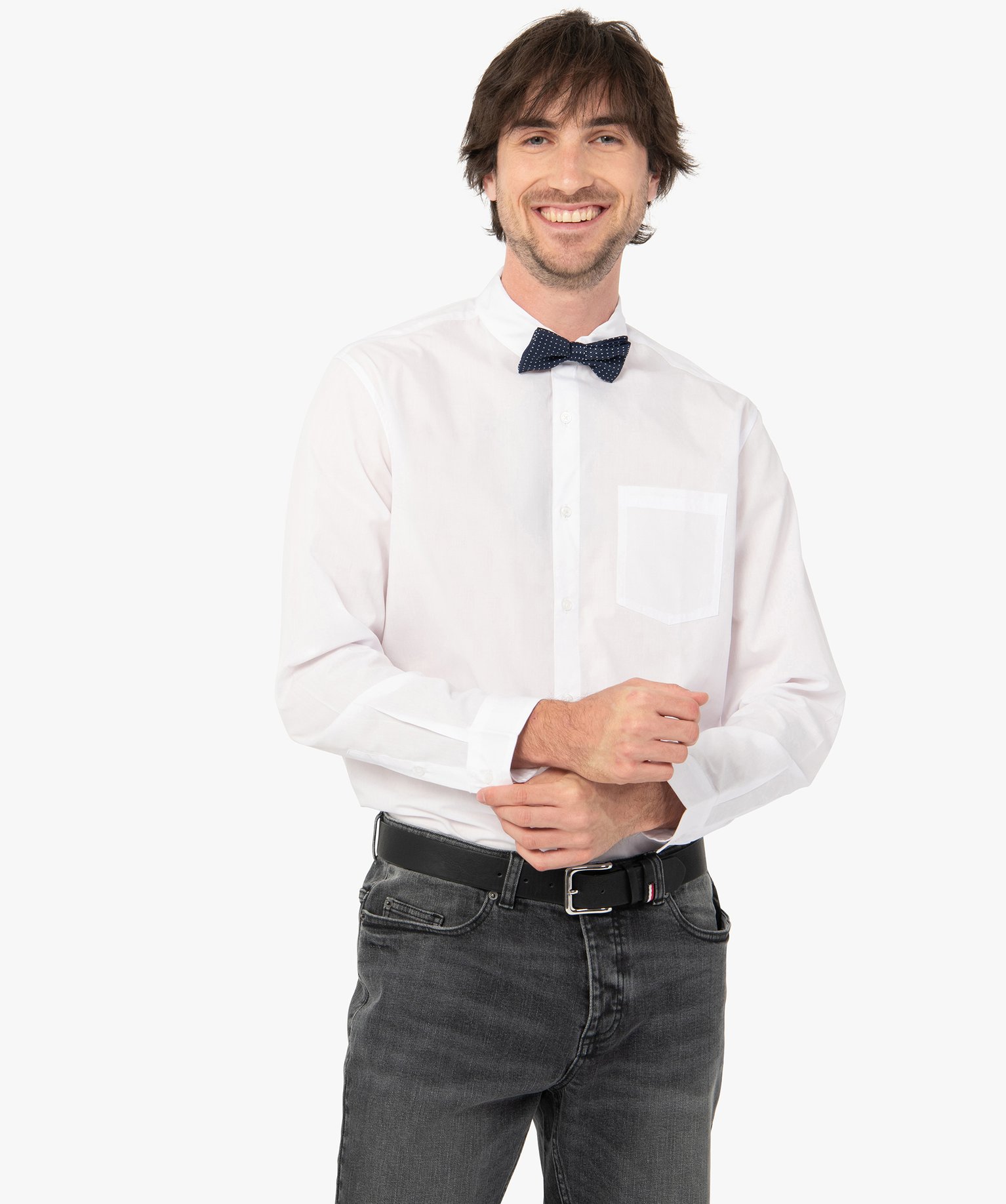 chemise homme uni a manches longues - repassage facile blanc chemise manches longues