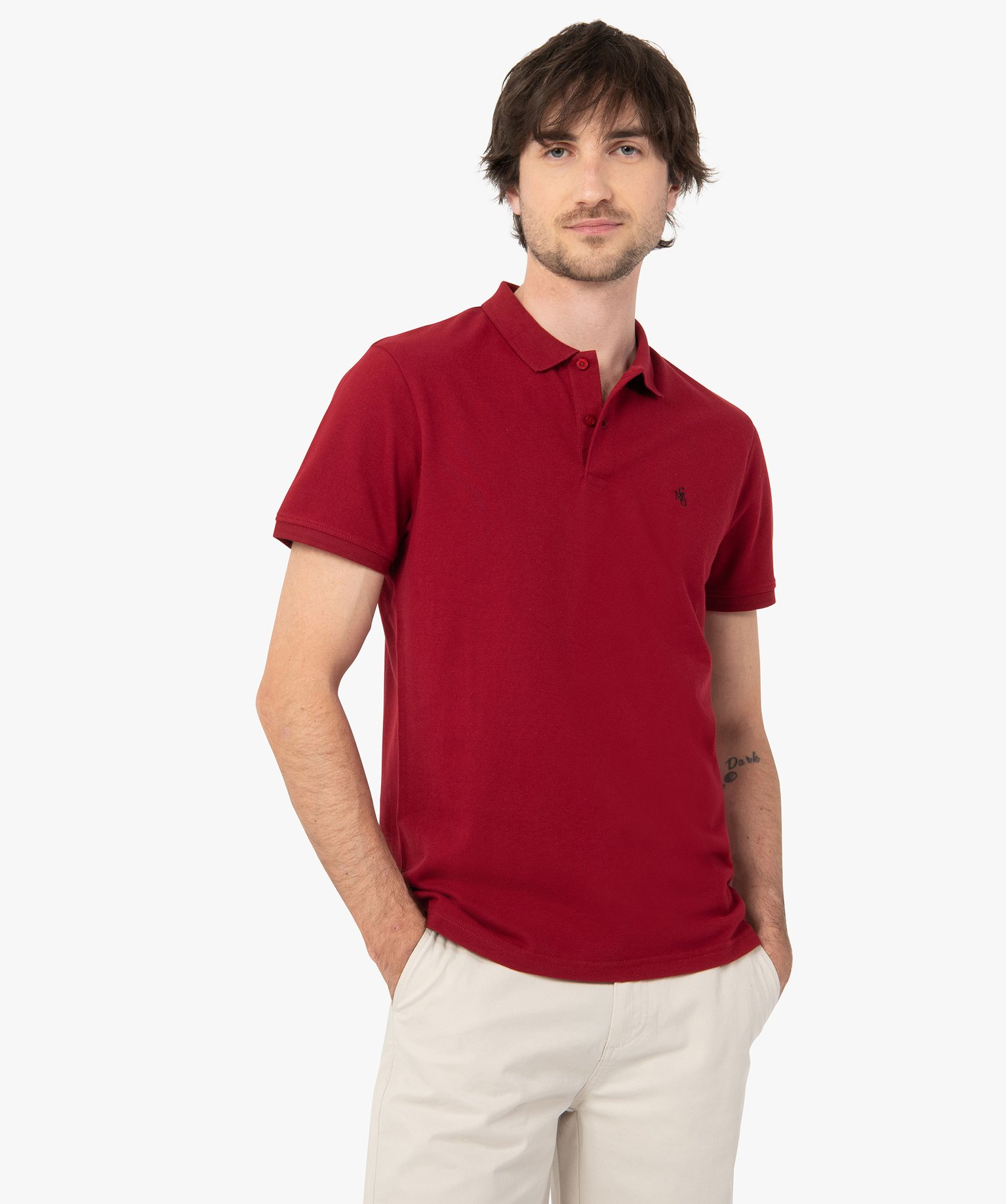 polo homme a manches courtes en maille piquee rouge polos