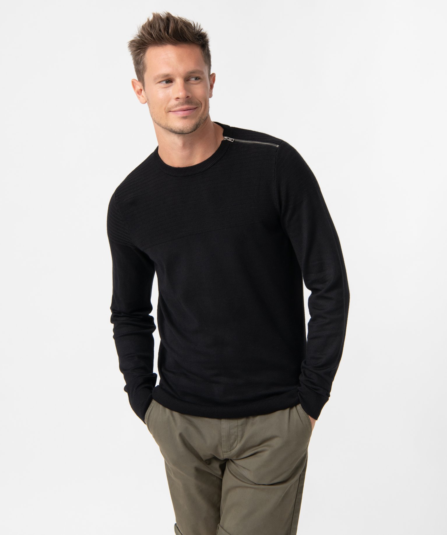 Pull Homme Col Rond Noir