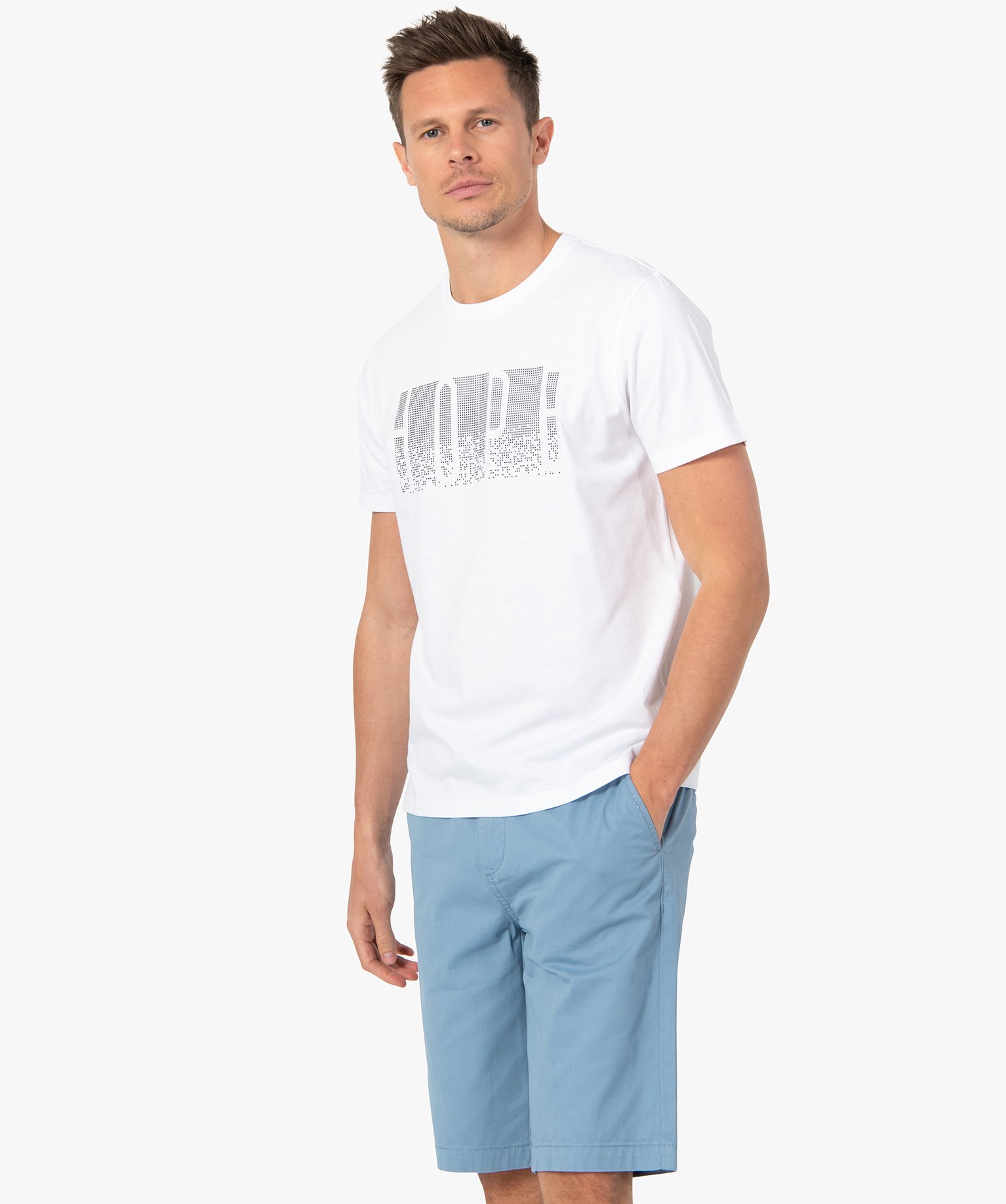 tee-shirt homme a manches courtes et motif en relief blanc tee-shirts