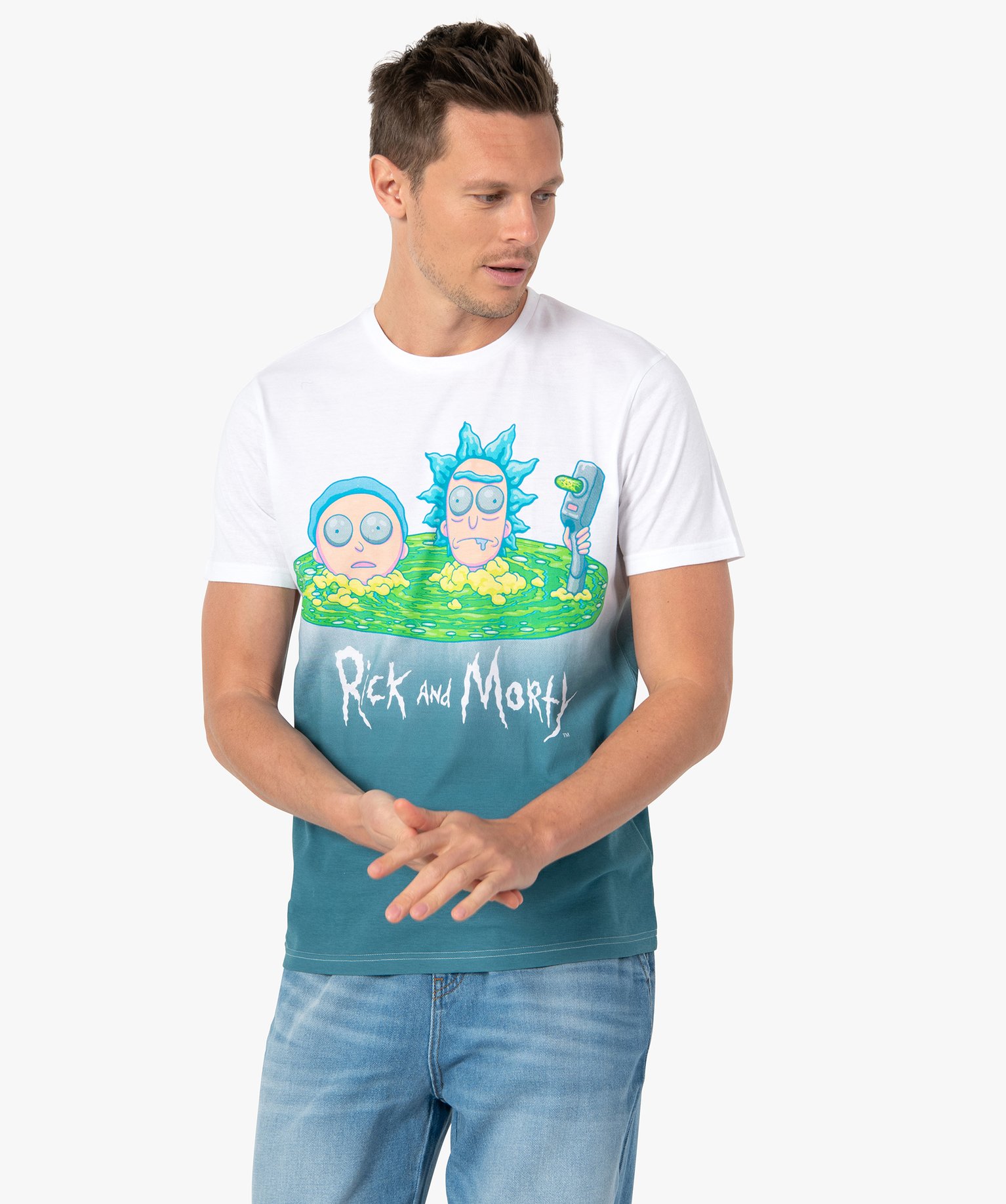 tee-shirt homme avec motif xxl - rick and morty bleu tee-shirts