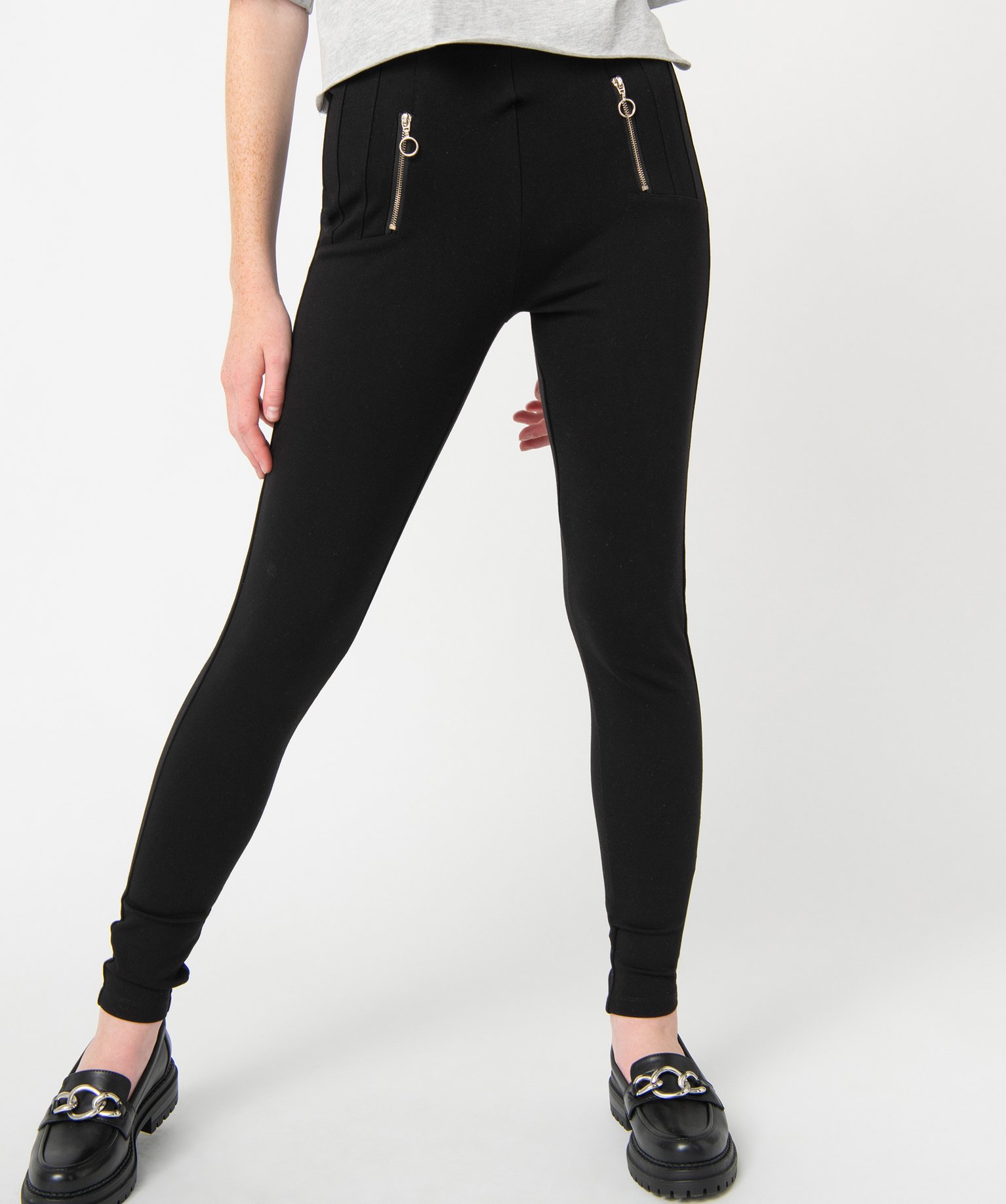 legging femme avec surpiqures et zip fantaisie noir leggings et jeggings