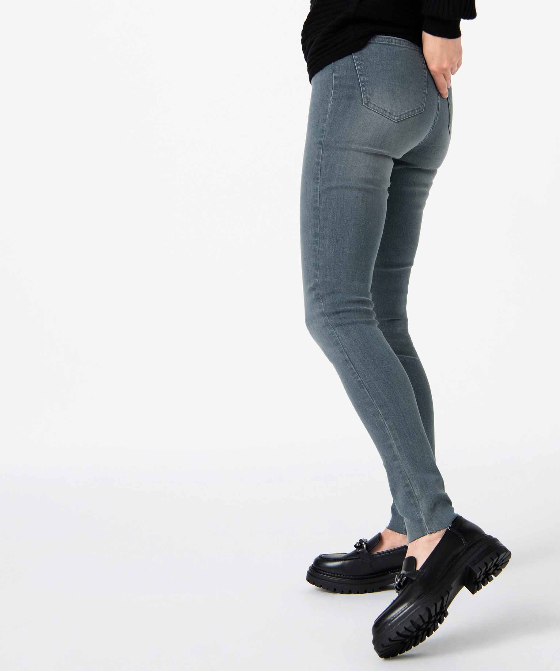 jean femme coupe skinny taille haute gris