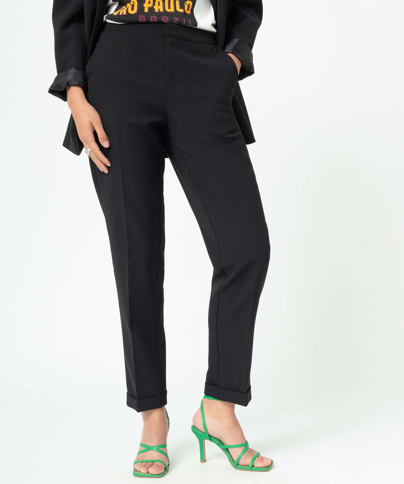 pantalon de costume femme coupe droite noir pantalons