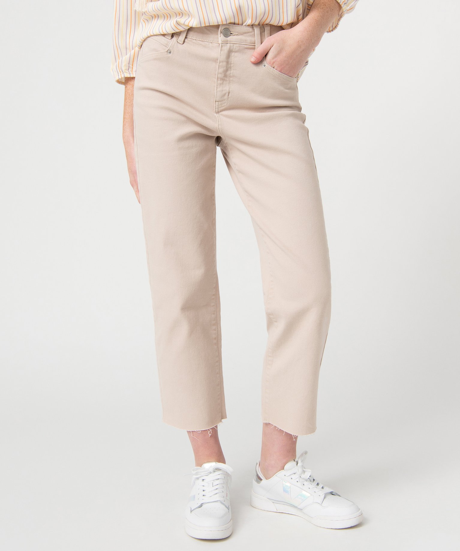 Jean droit online beige femme