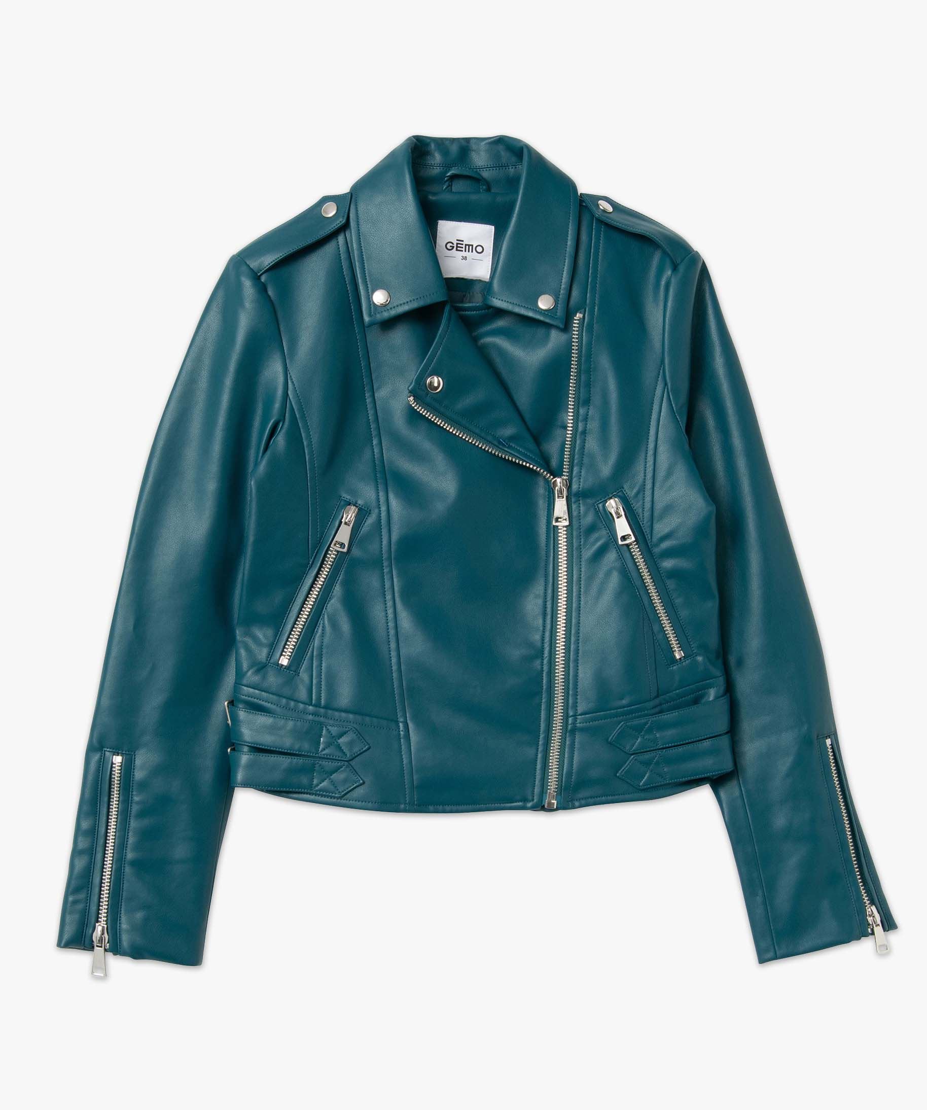 blouson femme esprit biker avec zips et boucles en metal