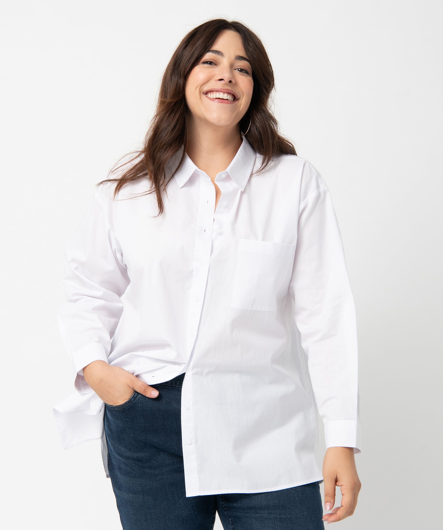 chemise femme grande taille en coton blanc chemisiers et blouses