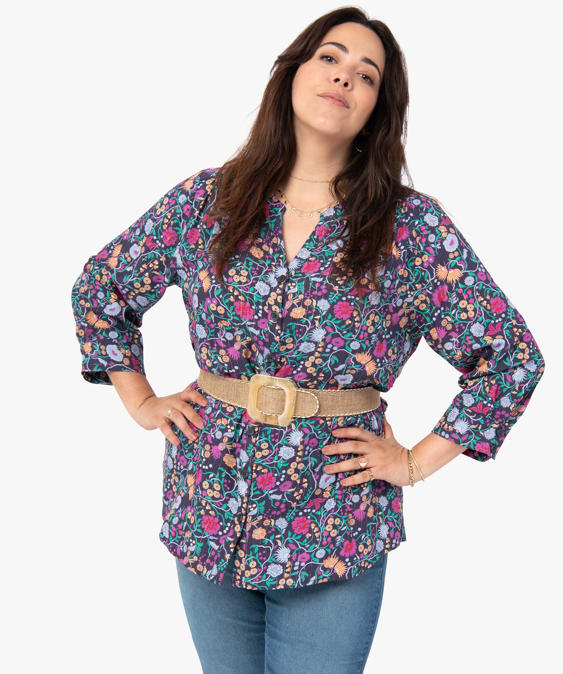 blouse femme grande taille imprimee a rayures pailletees imprime chemisiers et blouses