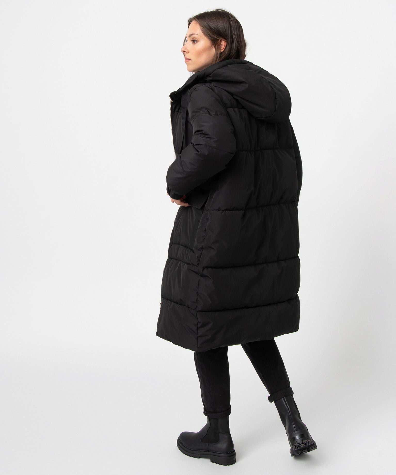 doudoune femme longue a capuche noir standard manteaux femme GÉMO