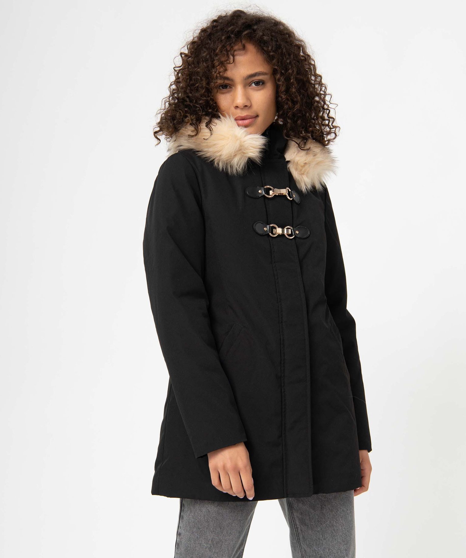 parka femme avec capuche doublee noir manteaux femme GEMO