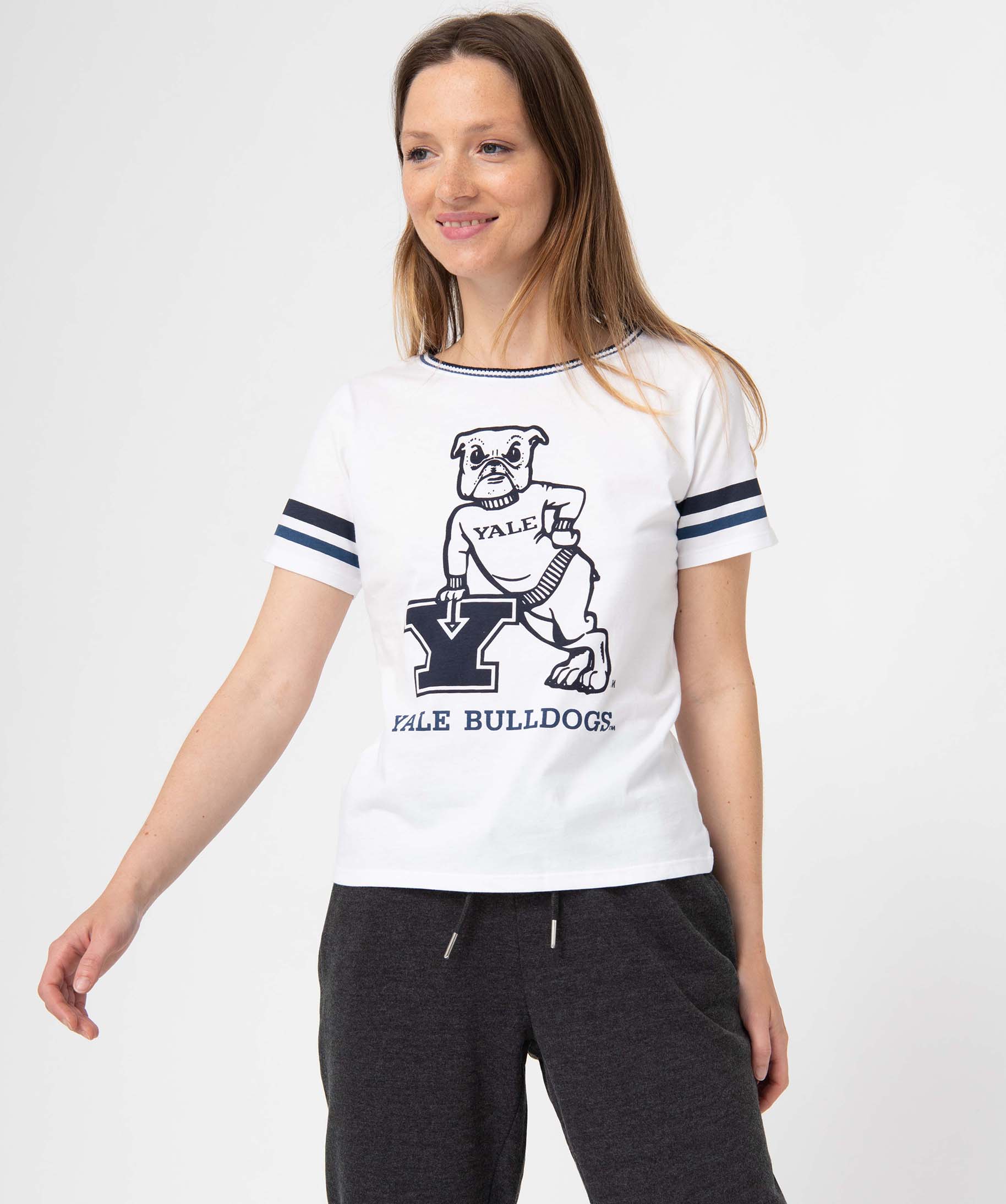 tee-shirt femme a manches courtes avec motif xxl - yale blanc t-shirts manches courtes