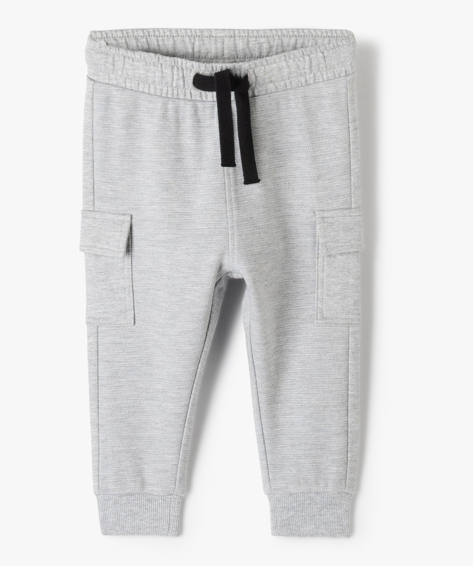 pantalon de jogging bebe garcon en maille texturee gris