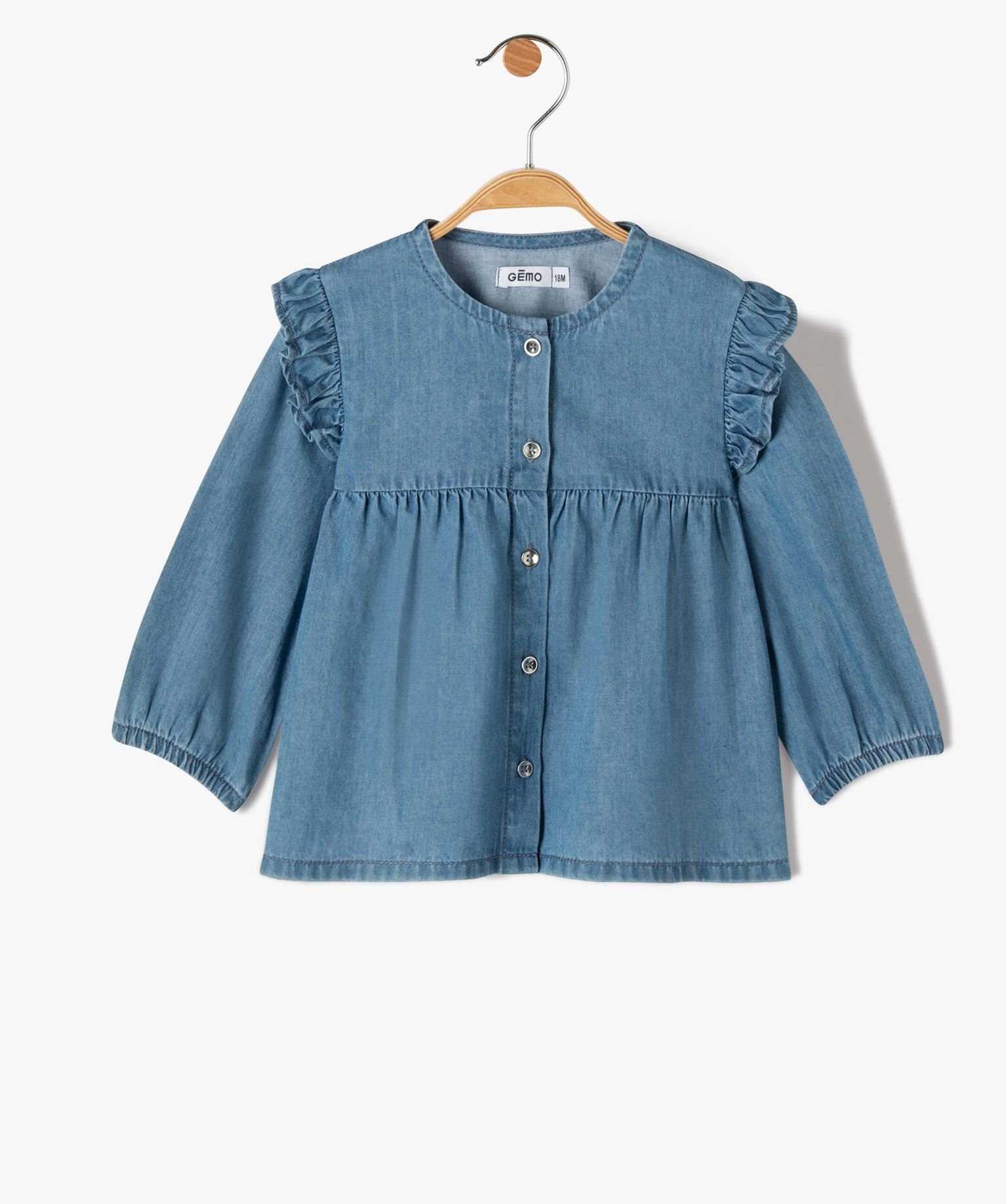 Chemisiers Gemo Blouse Blouse En Toile Chambray Avec Col Claudine
