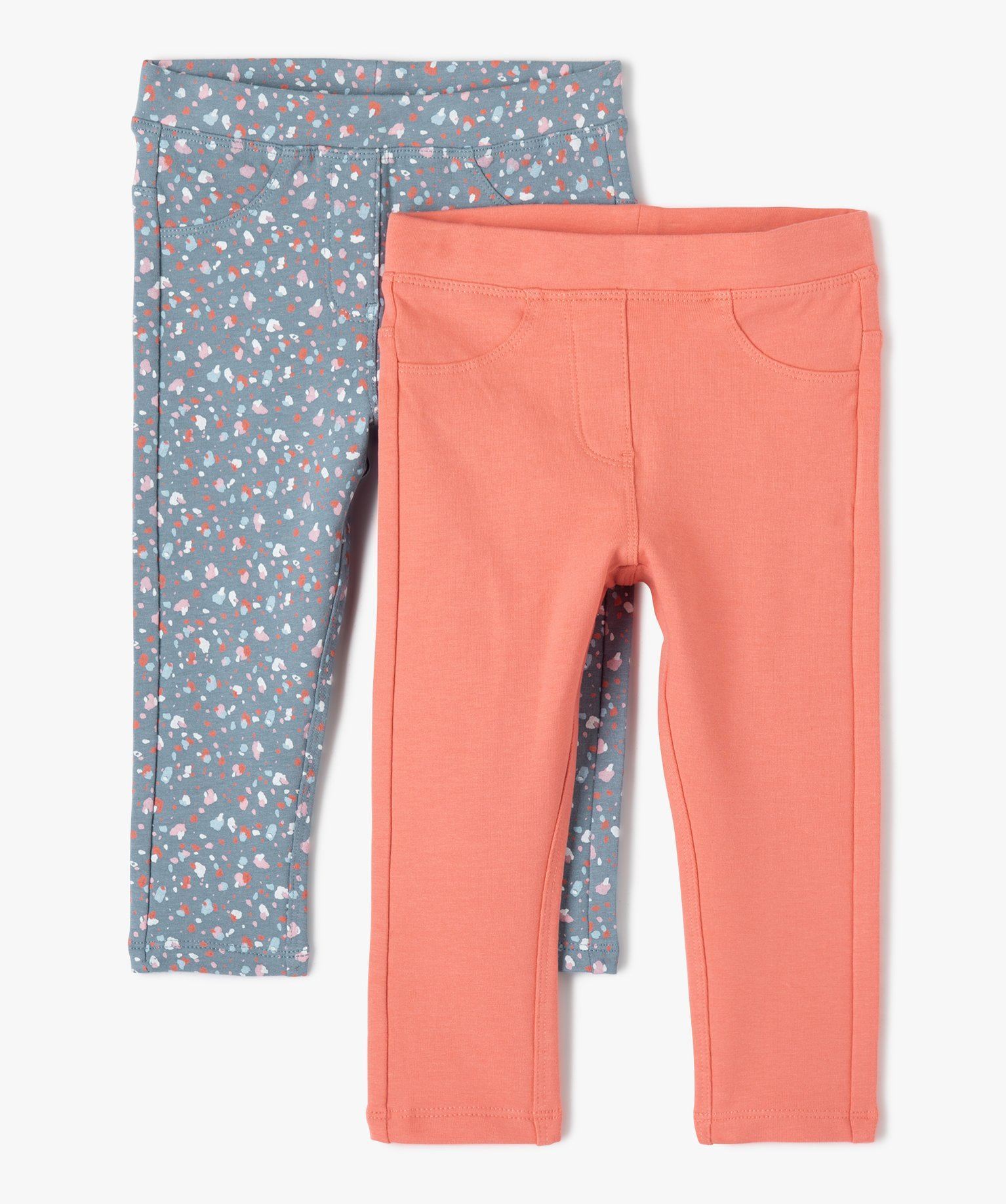 pantalon bebe fille confort a taille elastiquee (lot de 2) multicolore  leggings