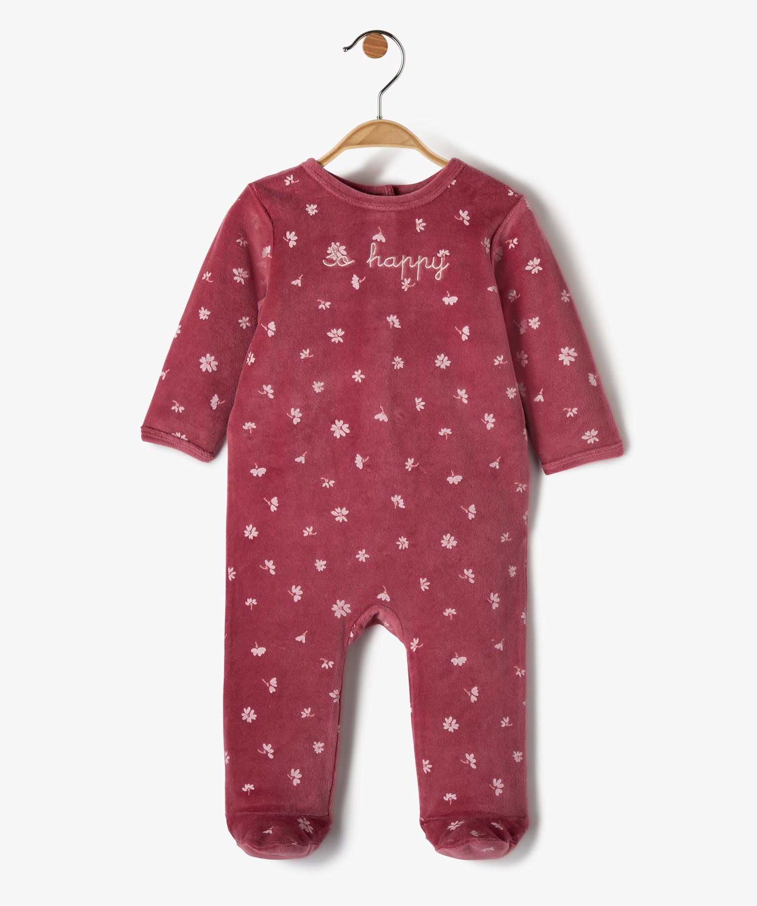 pyjama dors bien bebe fille en velours a motifs fleuris violet bebe
