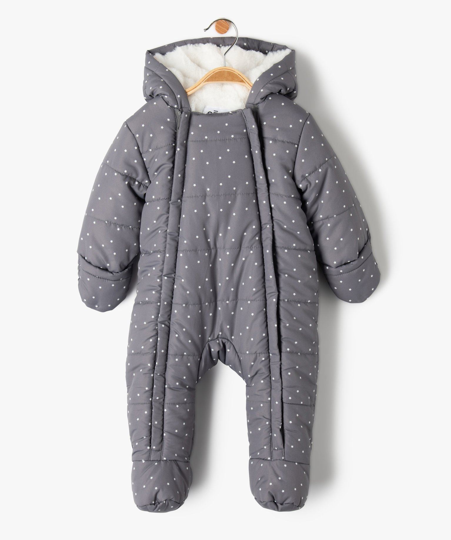 combinaison pilote bebe avec pieds et moufles gris standard