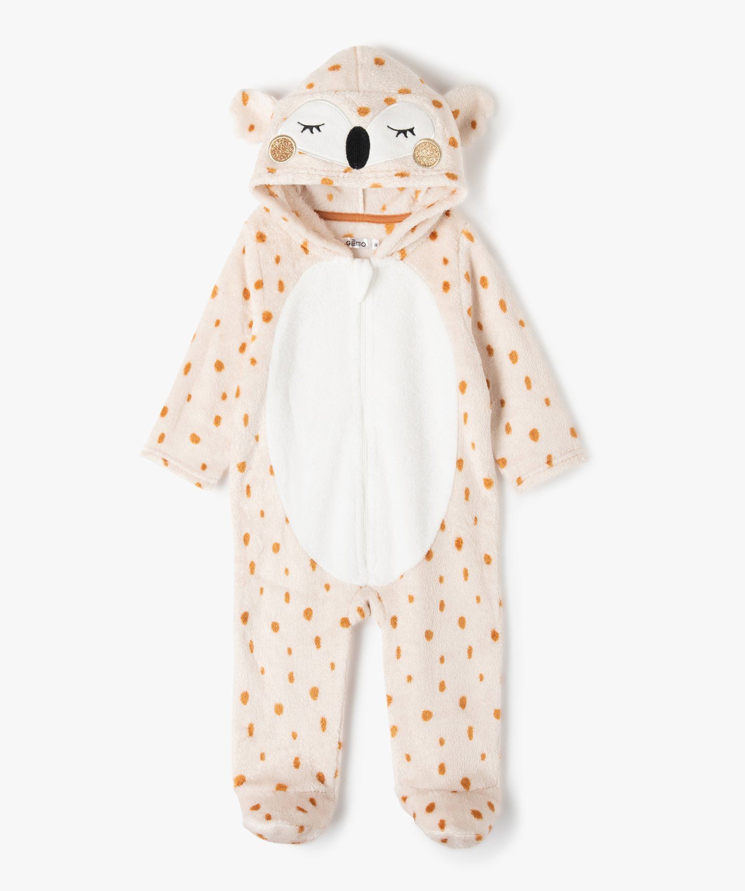 surpyjama chaud et doux a capuche motif ecureuil beige manteaux