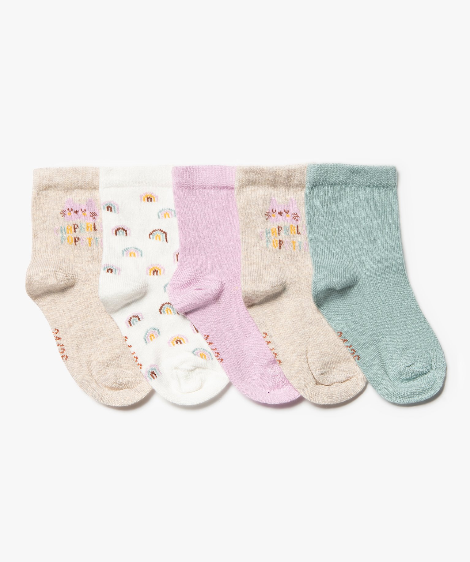 chaussettes bebe fille a imprime chat (lot de 5) multicolore chaussettes