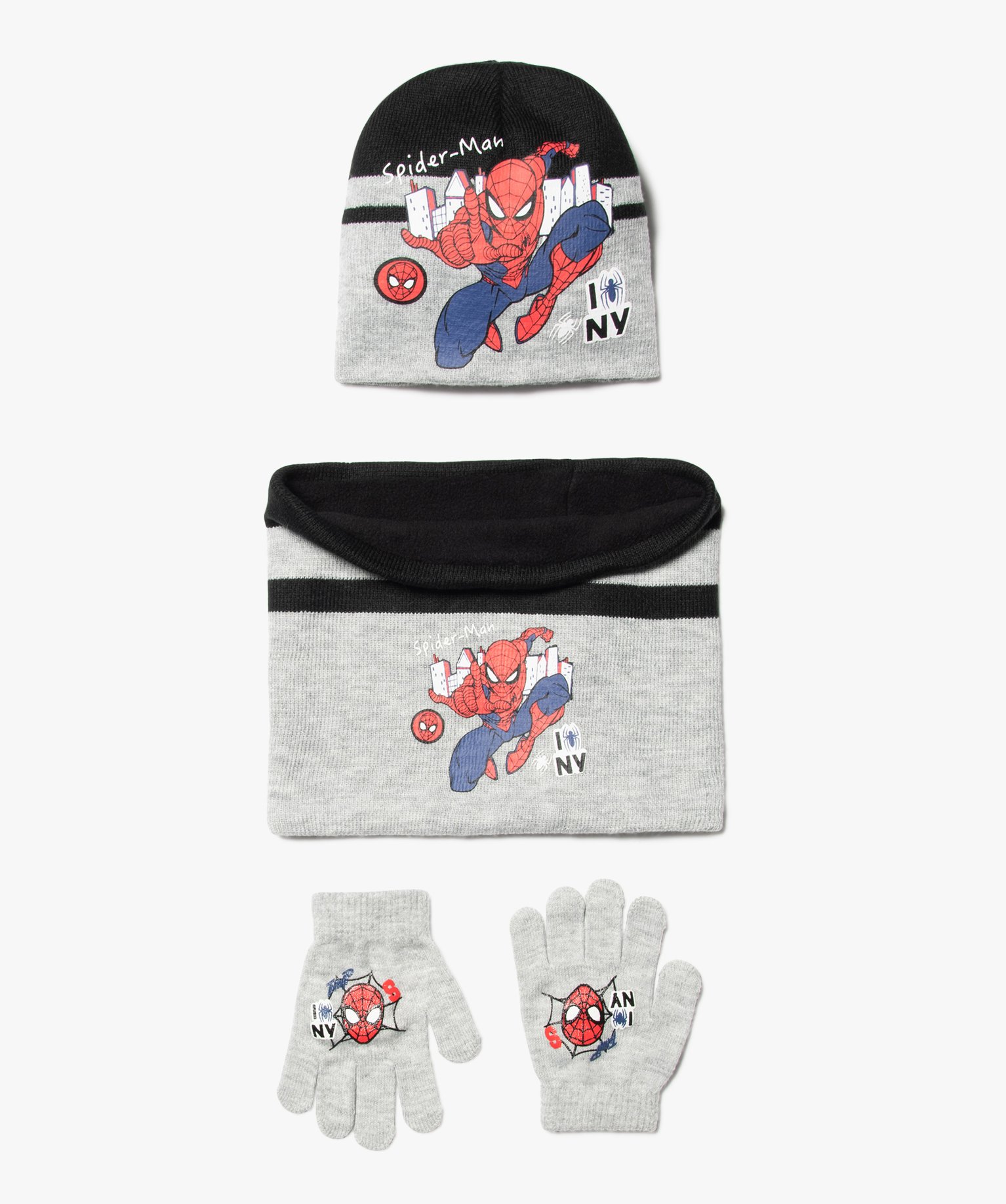 ensemble garcon 3 pieces snood gants bonnet - spiderman