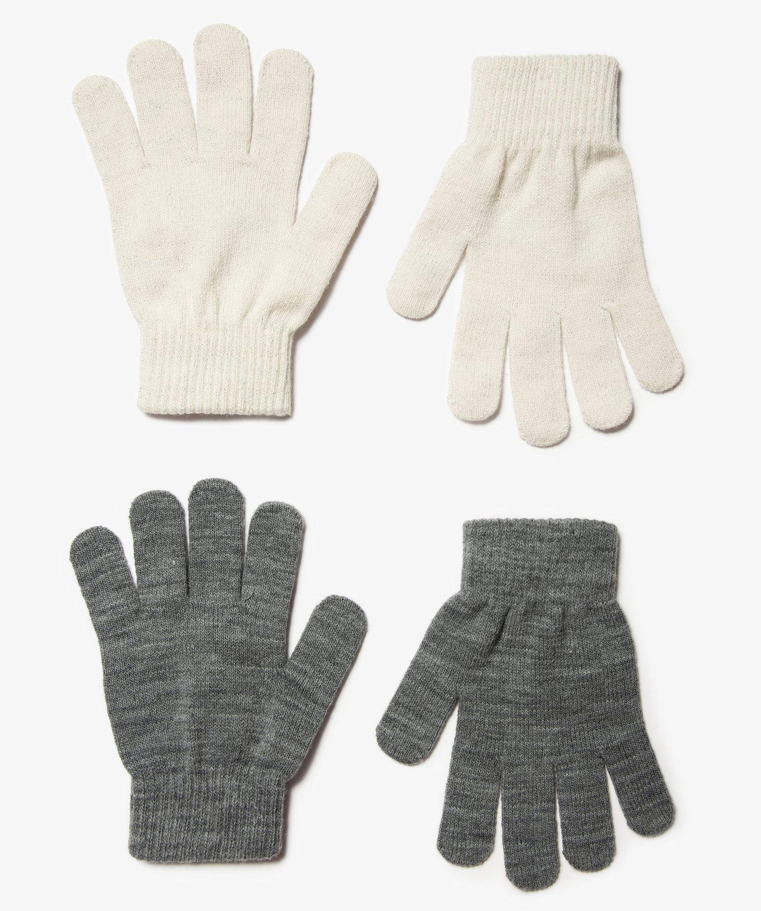 gants fille en maille extensible (lot de 2) gris foulards echarpes et gants  promos