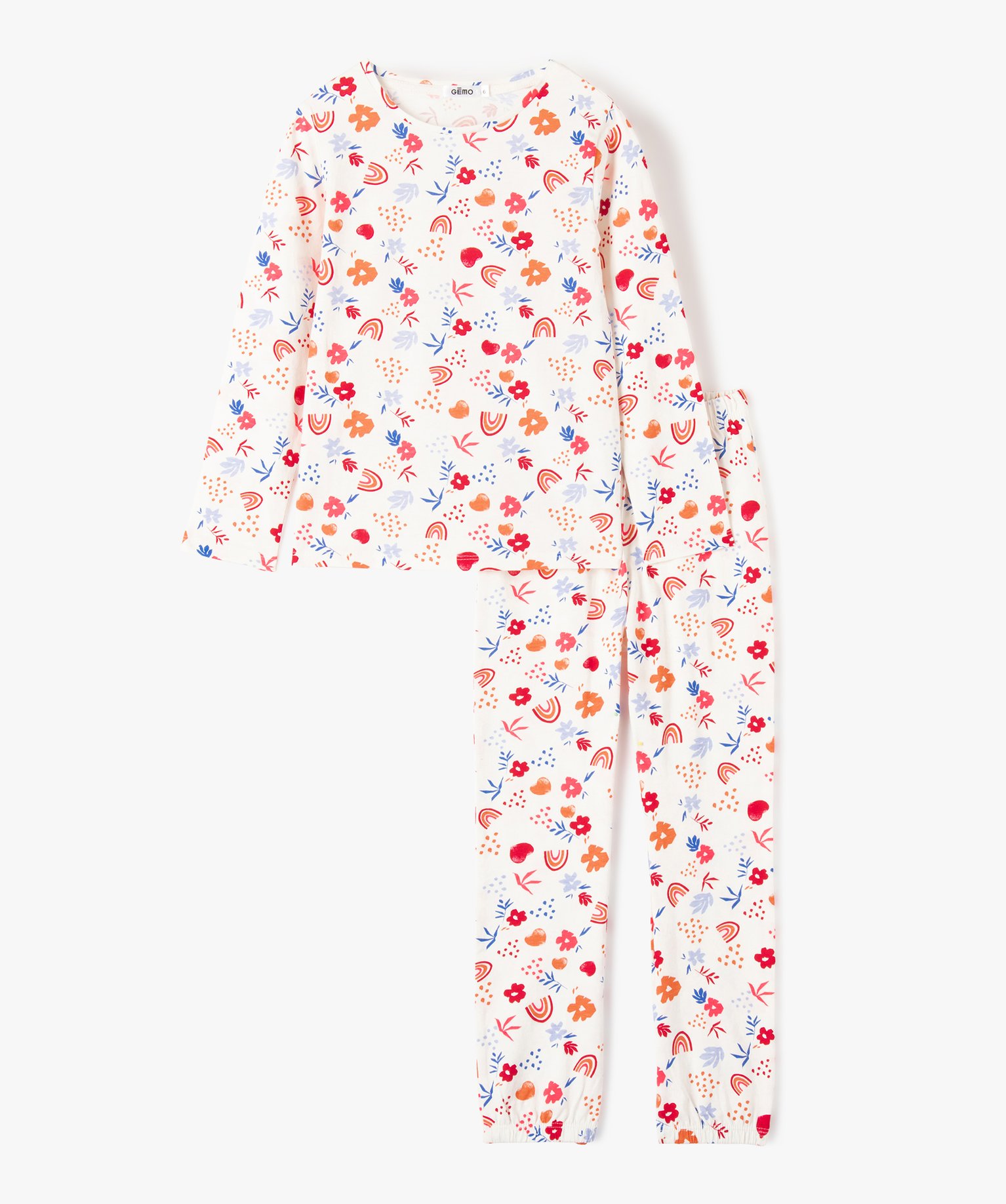 pyjama fille en jersey a motifs girly multicolores imprime