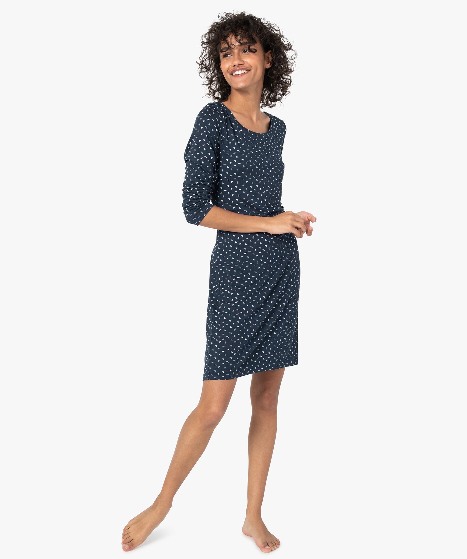 chemise de nuit a manches longues femme multicolore nuisettes chemises de nuit femme GEMO
