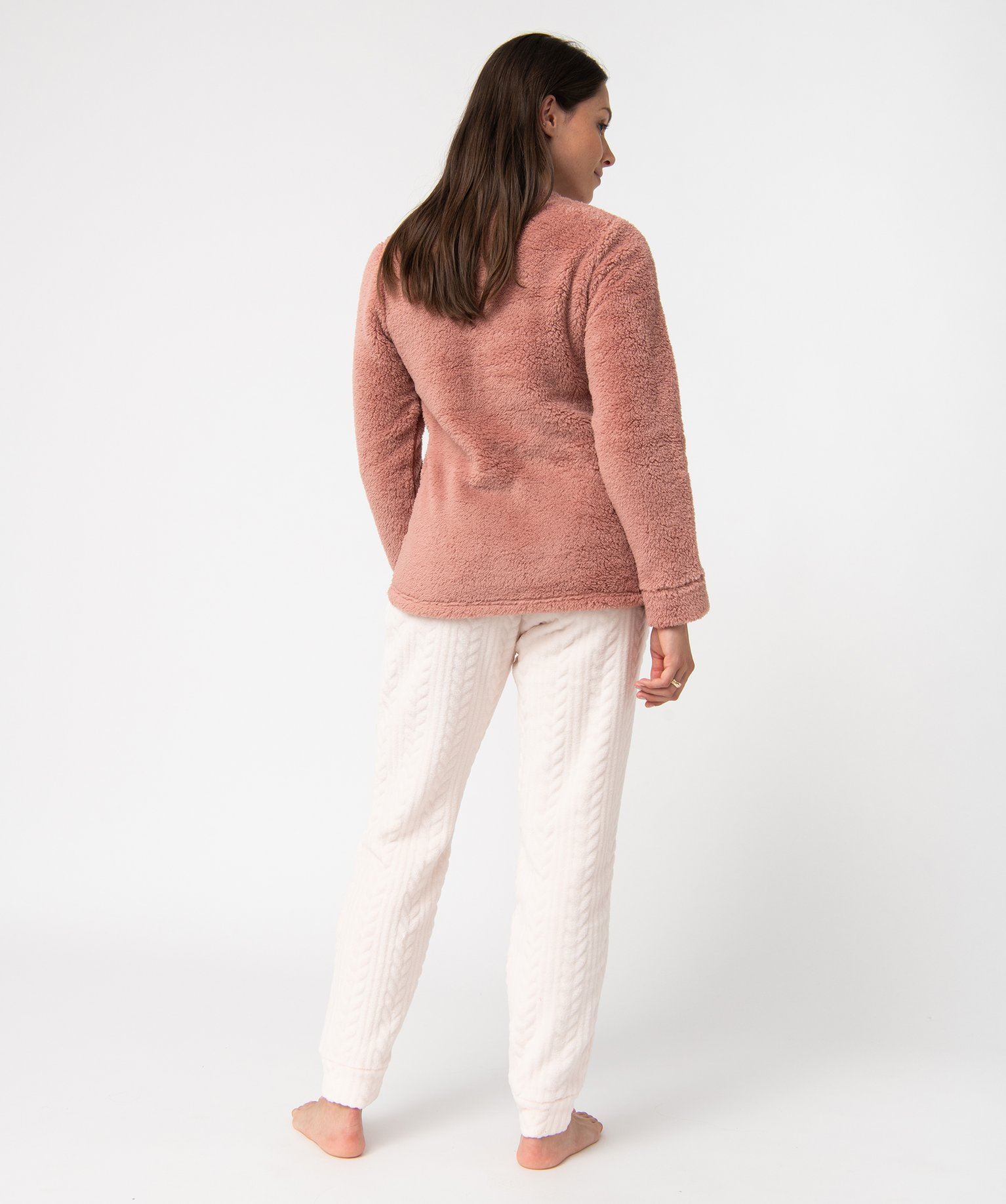 Pyjama Femme Douillet - Pantalon Chaud En Polyester - Lot 2 Pièces - Idéal Pour Nuit, Yoga Et Détente