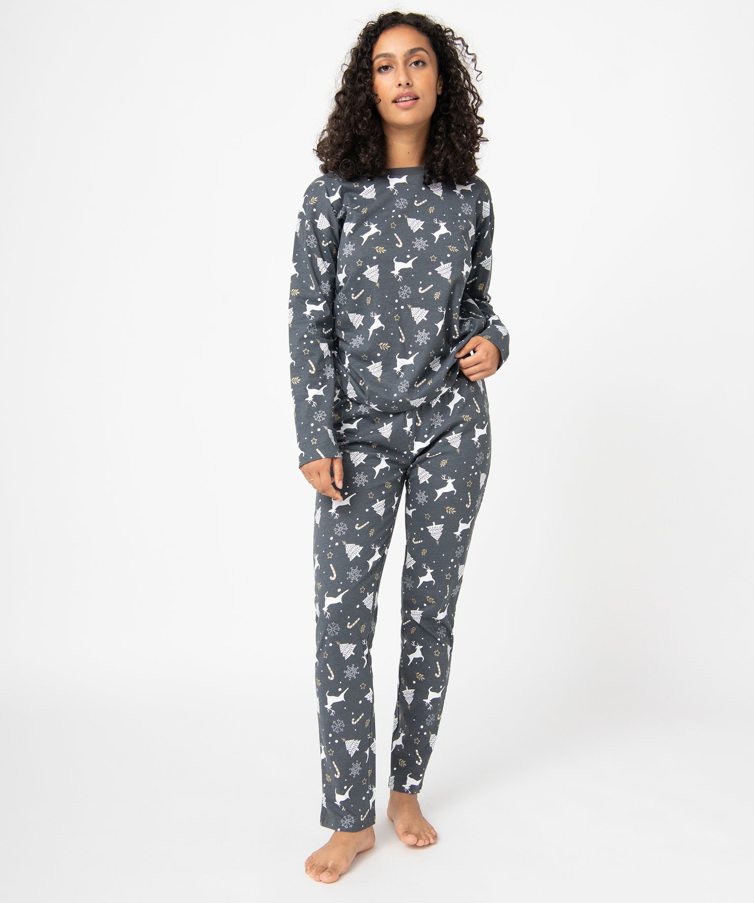 Pyjama femme manches longues CHAUSSETTE DE NOËL