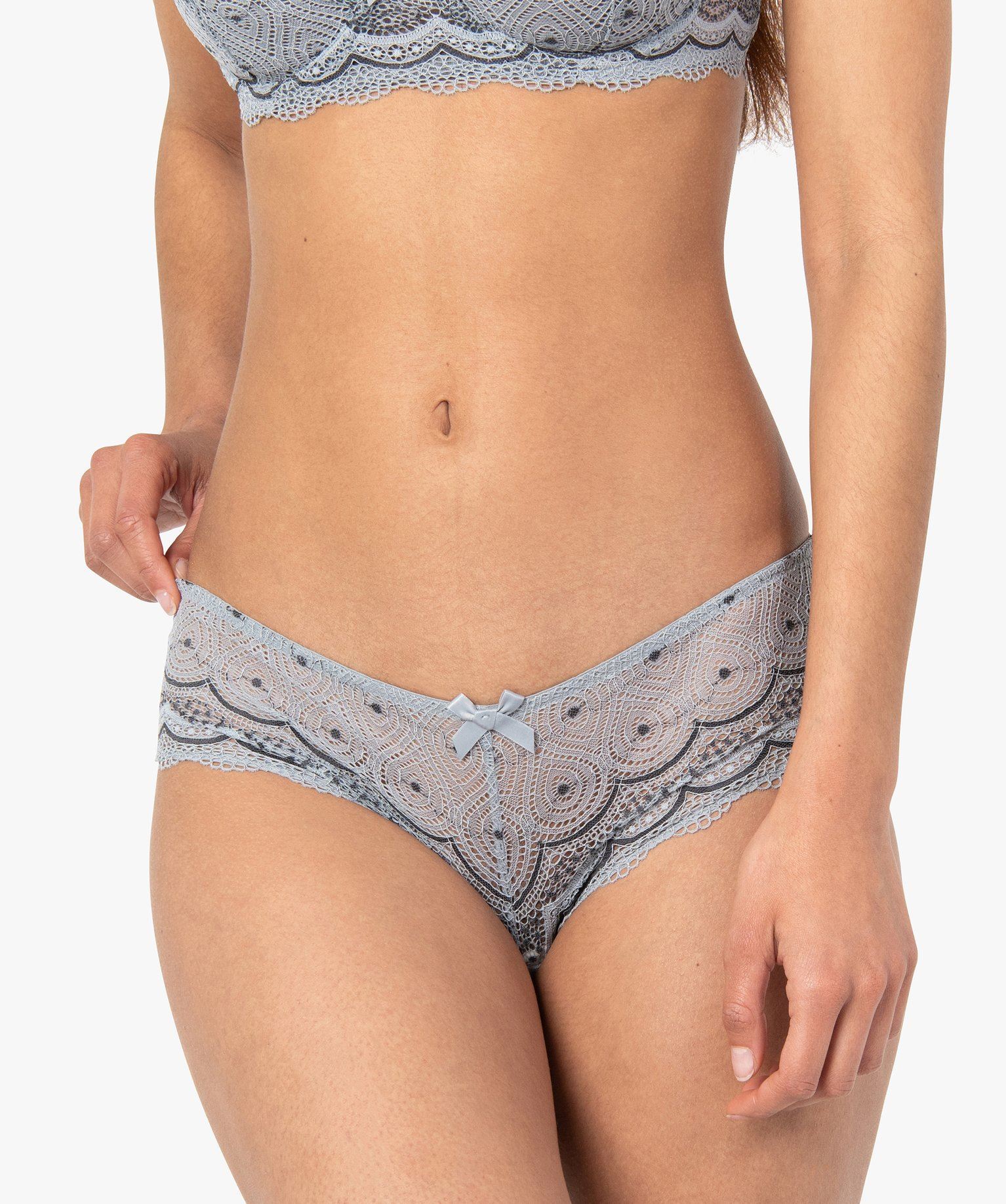 shorty en dentelle et tulle femme (lot de 2) gris standard shorties