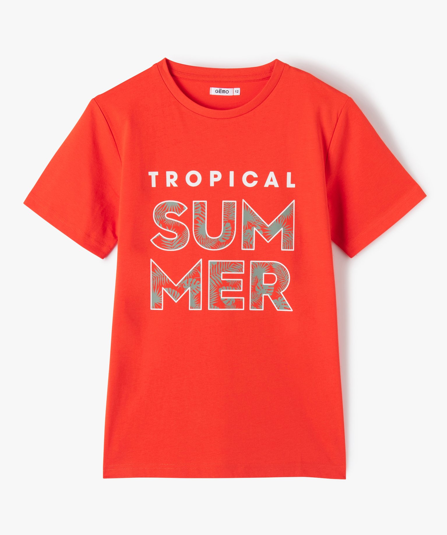 tee-shirt garcon a manches courtes a motif tropical rouge tee-shirts