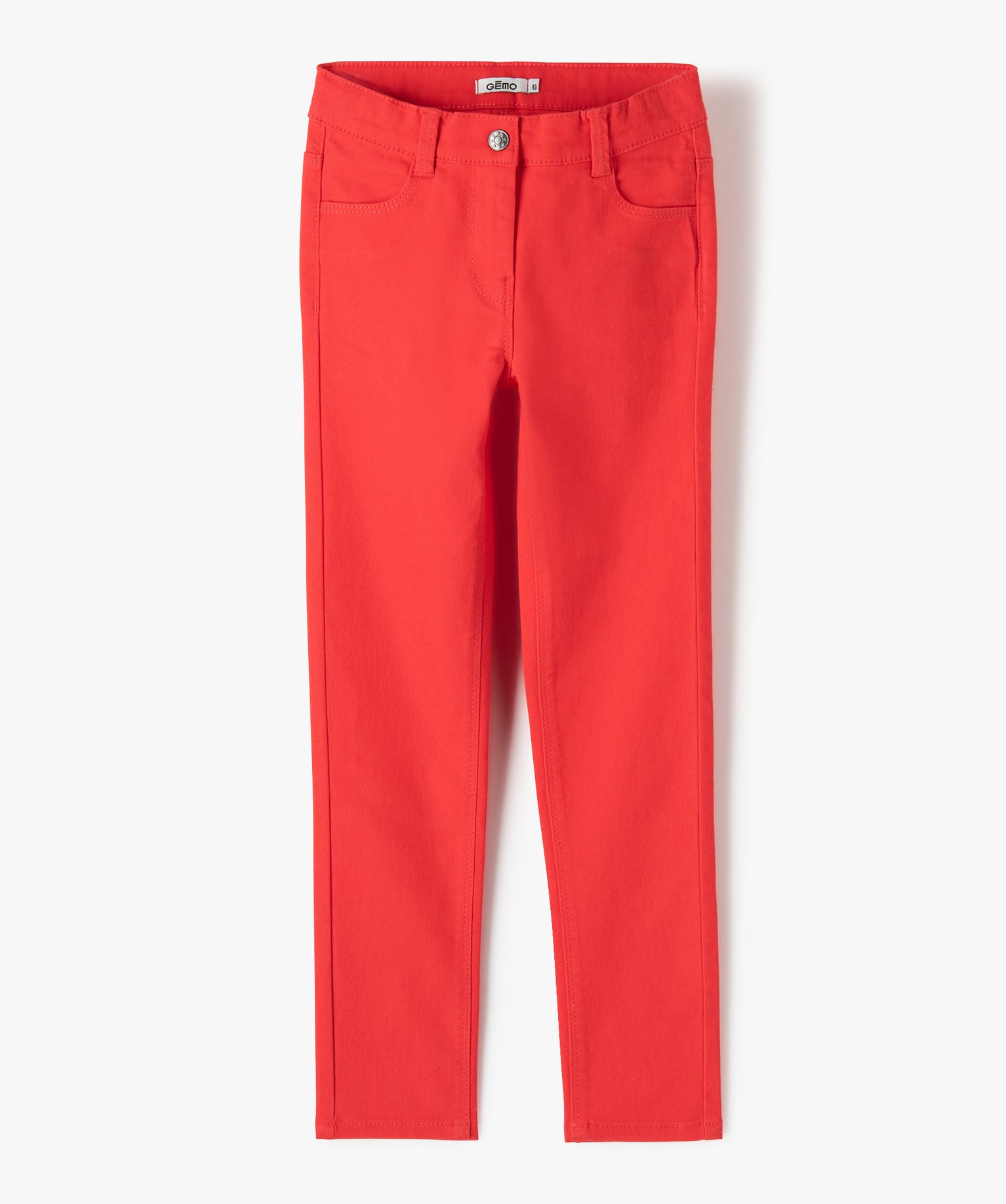 pantalon fille coupe slim uni rouge pantalons
