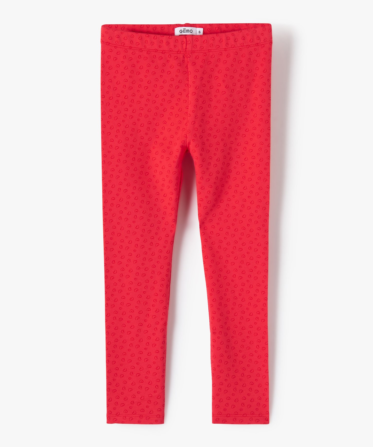 legging fille long en molleton imprime rouge pantalons