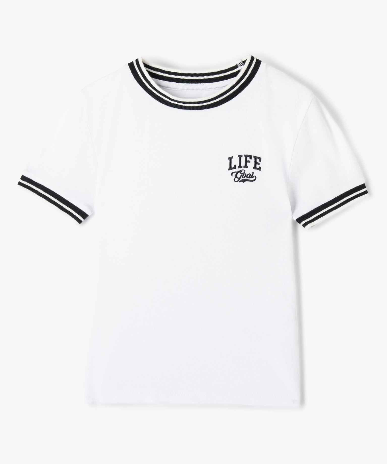 tee-shirt fille a manches courtes et details sport retro blanc tee-shirts