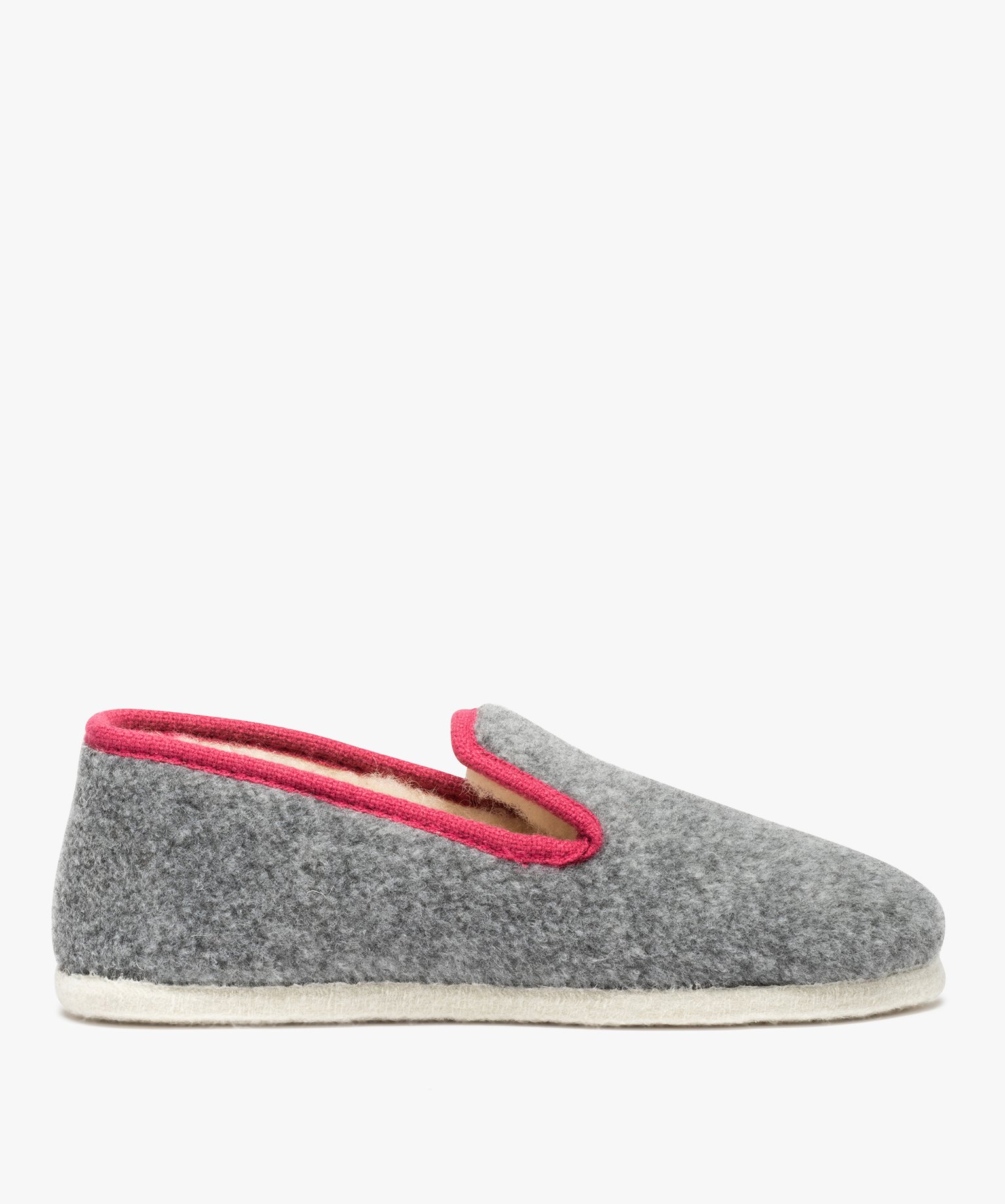 chaussons femme style charentaises bicolores gris