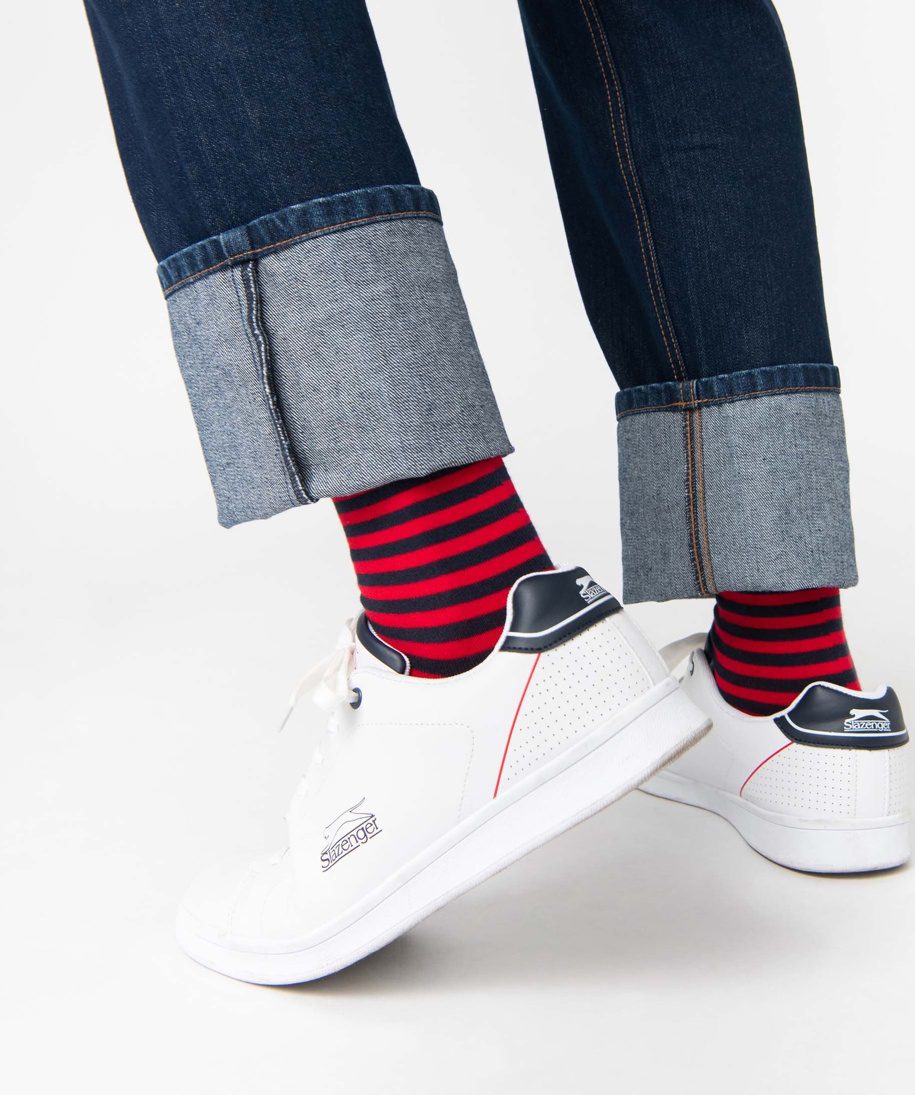 chaussettes homme tige haute rayees la chaussette rouge chaussettes