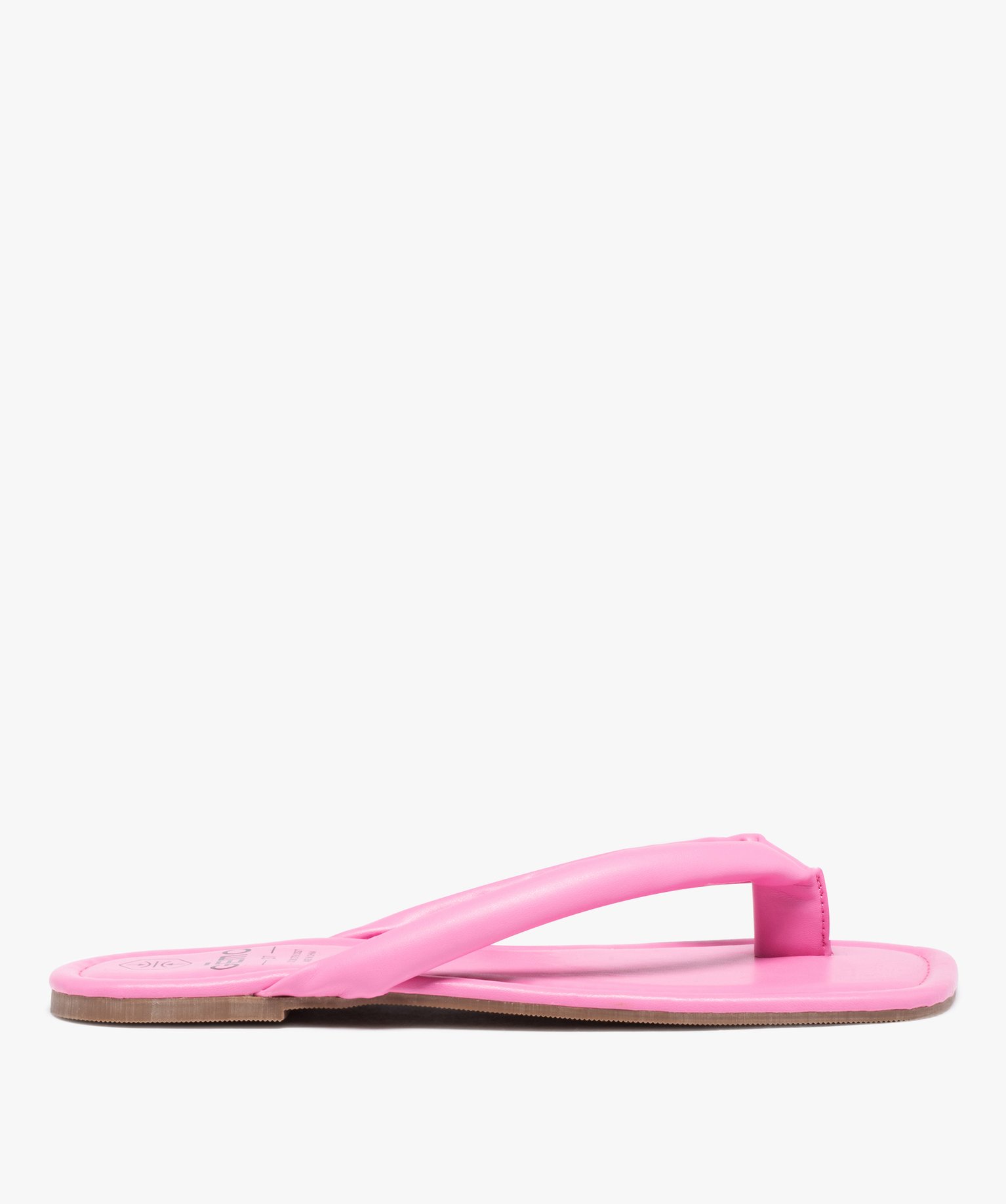 sandales femme a entre-doigts uni matelasse rose sandales plates et nu-pieds