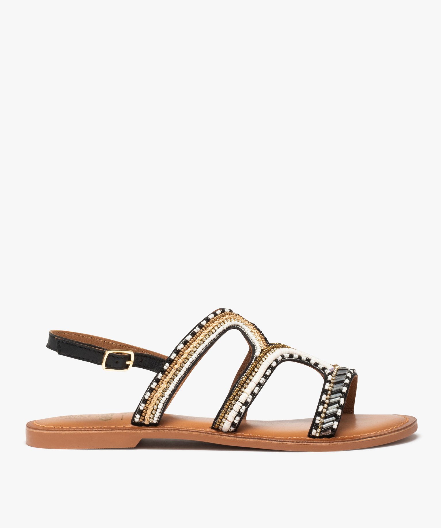 Sandales plates perles outlet