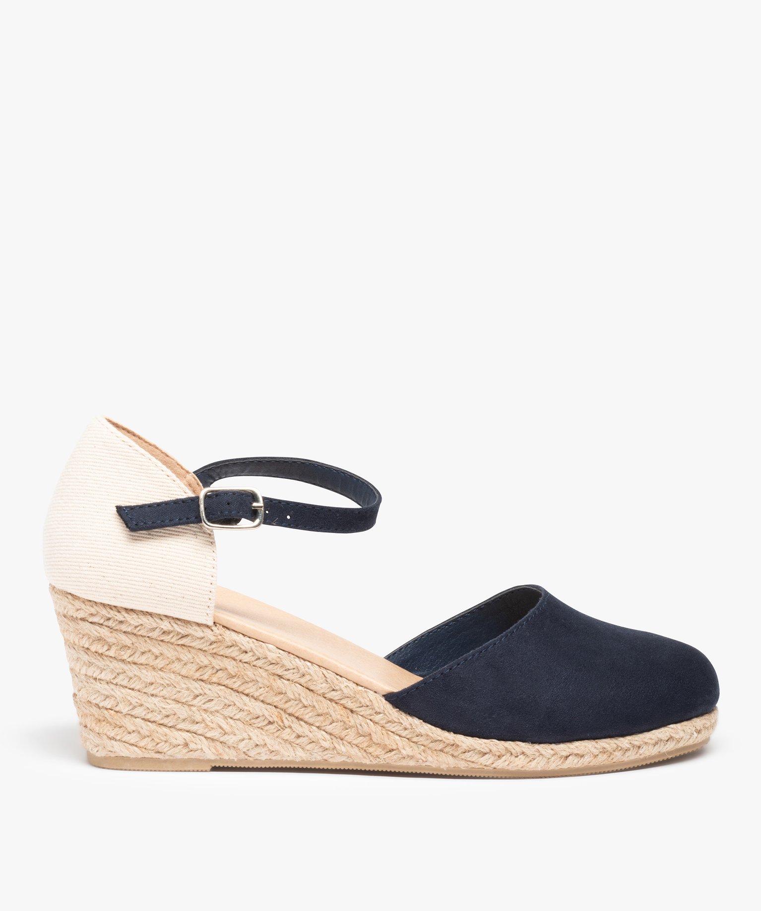 sandales femme compensees dessus suedine unie bleu sandales a