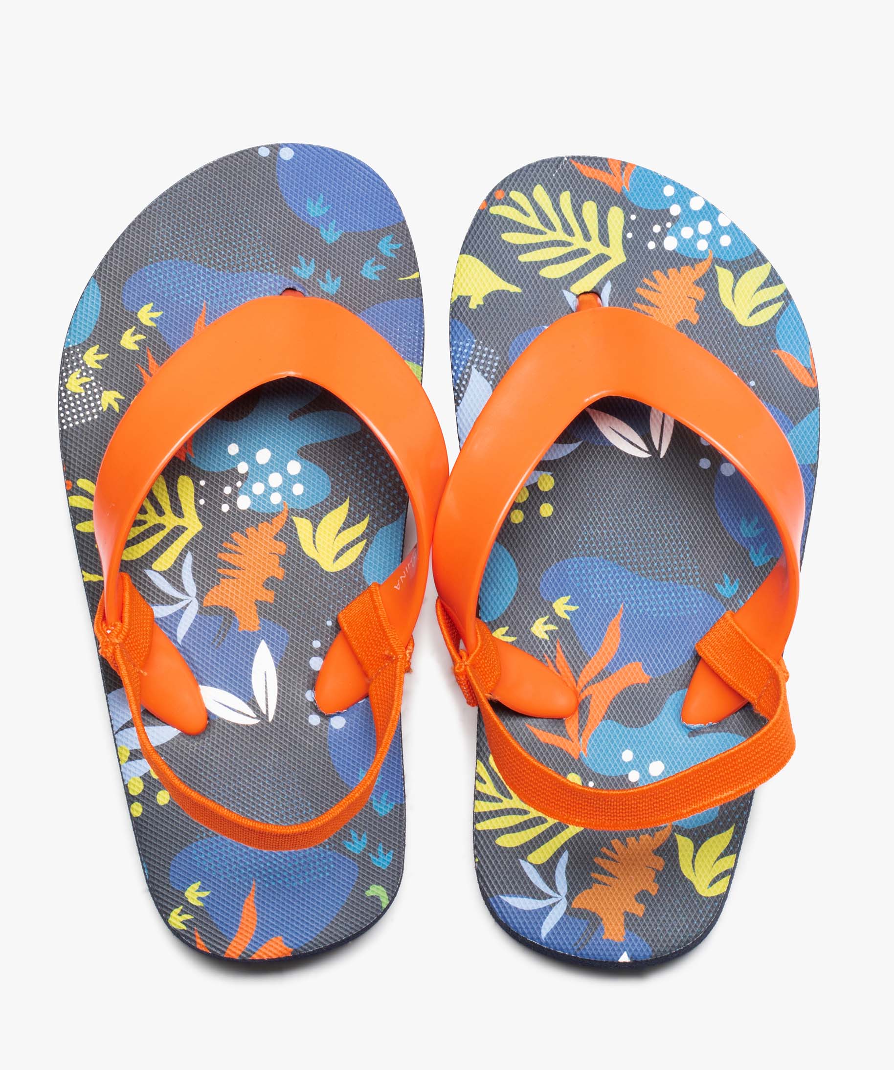 tongs garcon a larges brides et semelle imprimee ocean bleu garcon