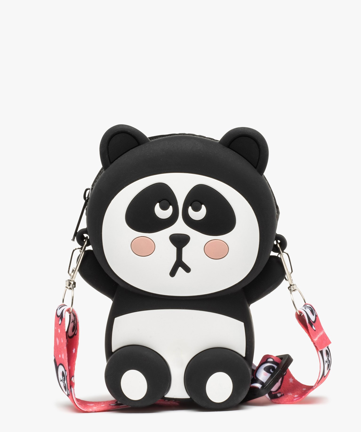 pochette fille forme panda avec cordon satine amovible noir