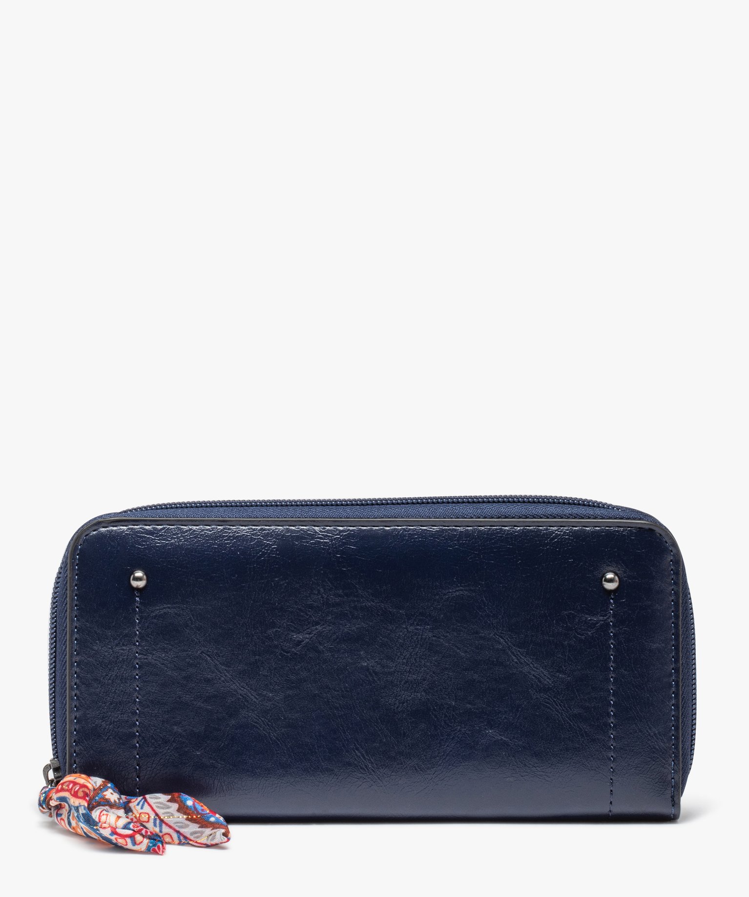 portefeuille femme zippe en vernis mat avec zip ruban bleu porte-monnaie et portefeuilles