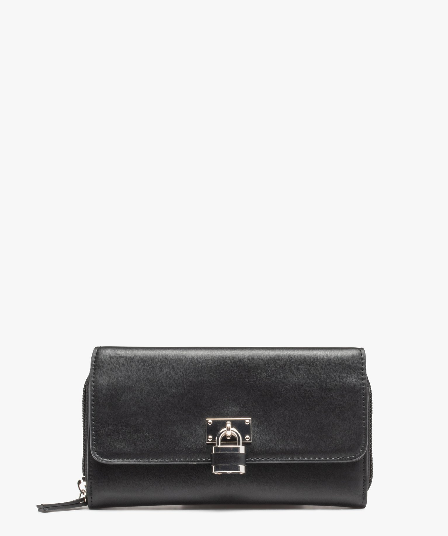 portefeuille femme multirangement avec cadenas fantaisie noir porte-monnaie et portefeuilles