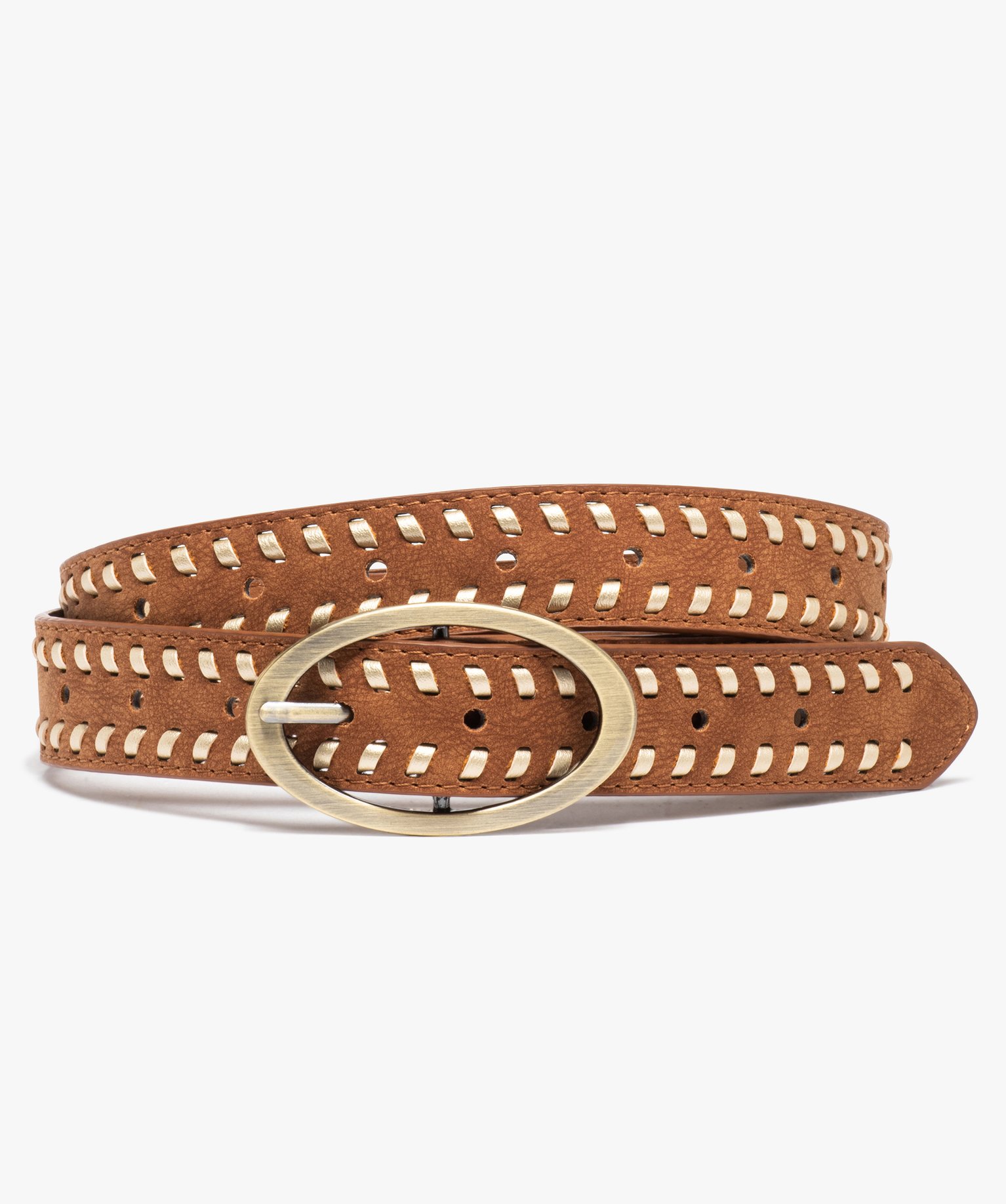 ceinture femme tressee avec boucle metallique ovale orange autres accessoires