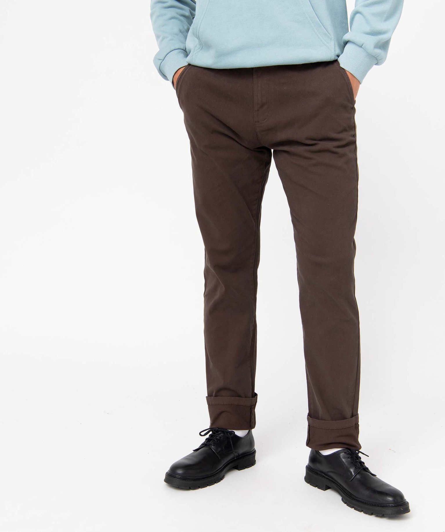 pantalon chino homme en coton stretch brun pantalons de costume