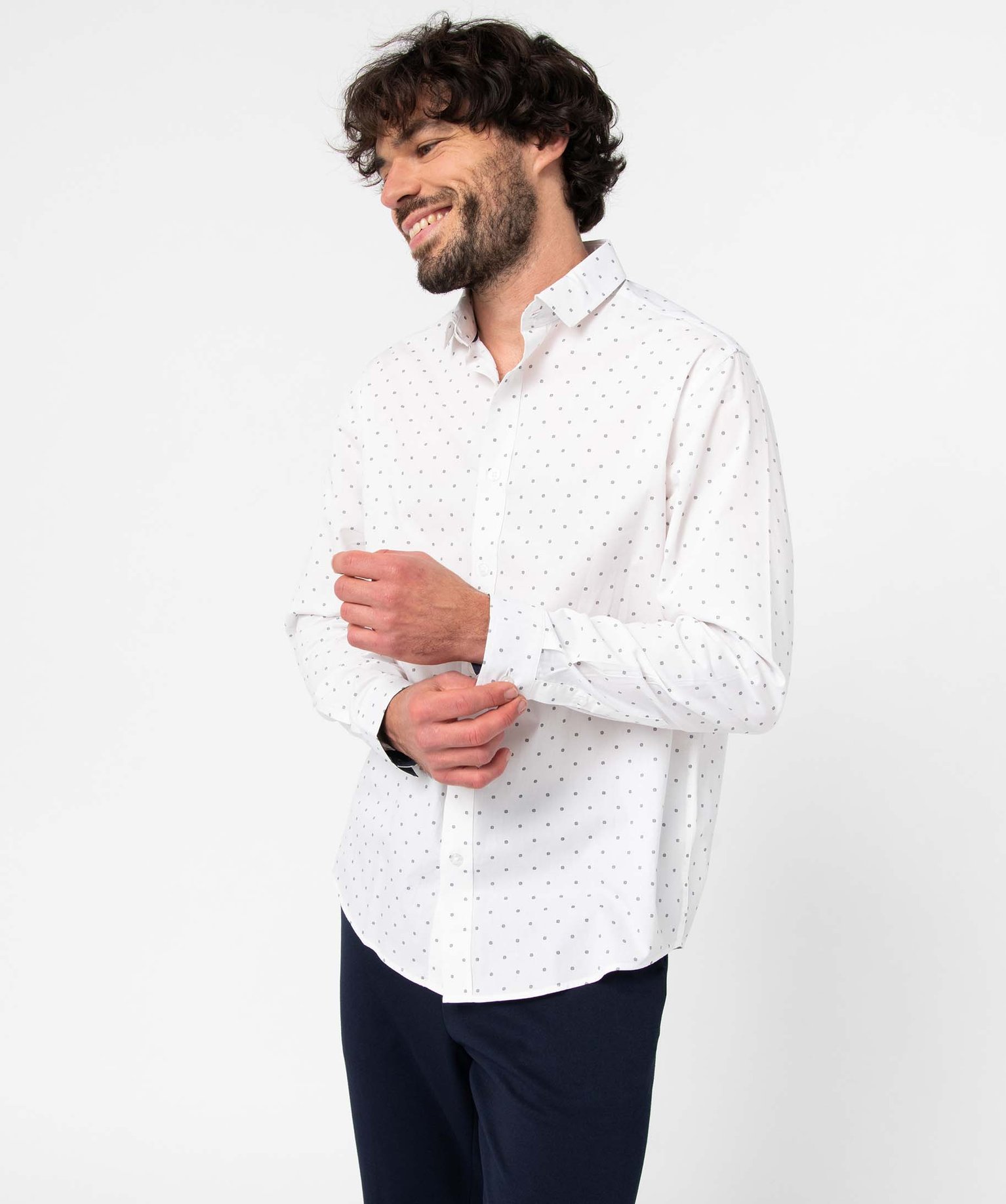 chemise homme coupe droite a motif fleuri blanc chemise manches longues