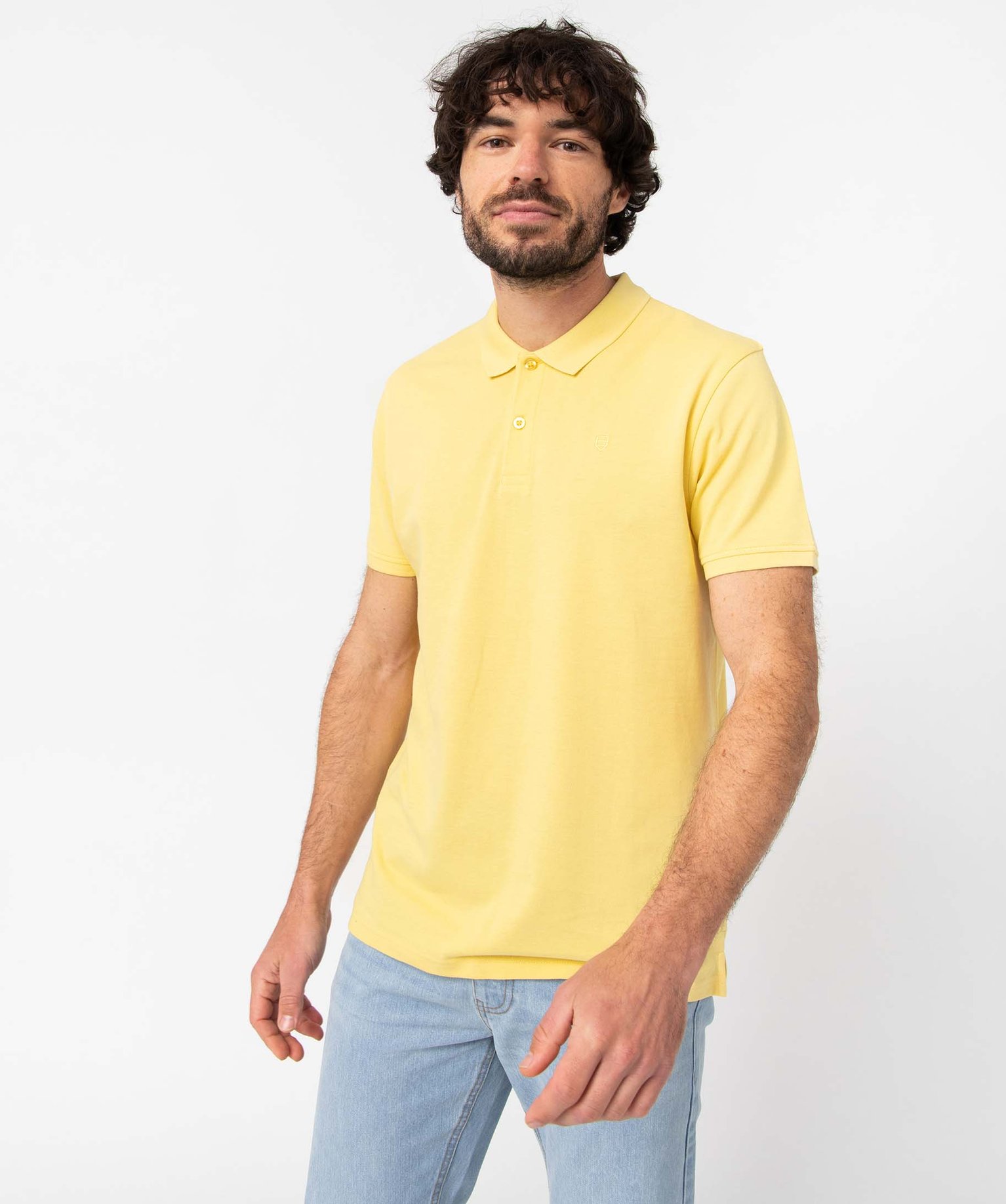 polo a manches courtes en maille piquee homme jaune polos