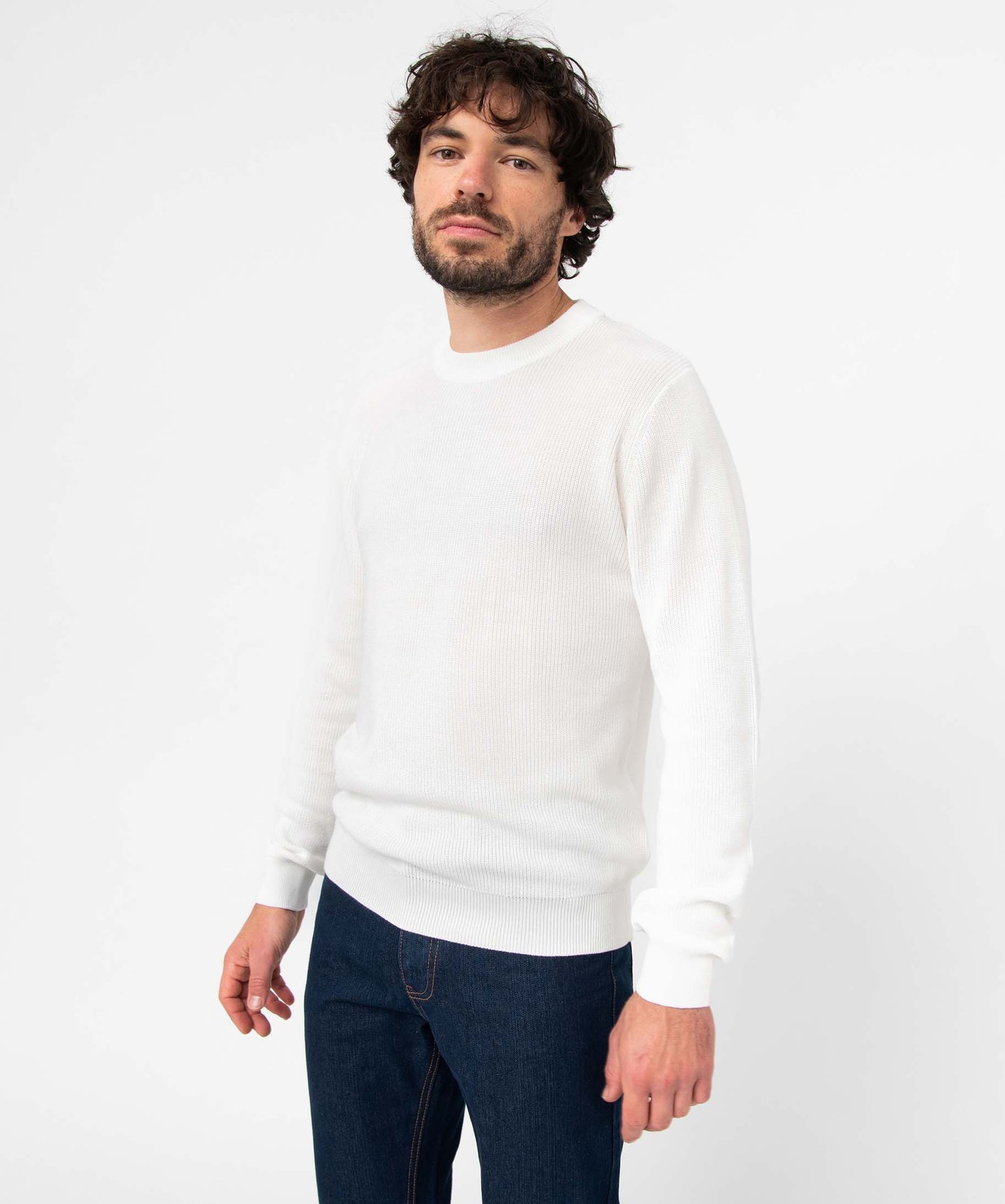 pull homme en maille unie blanc pulls homme