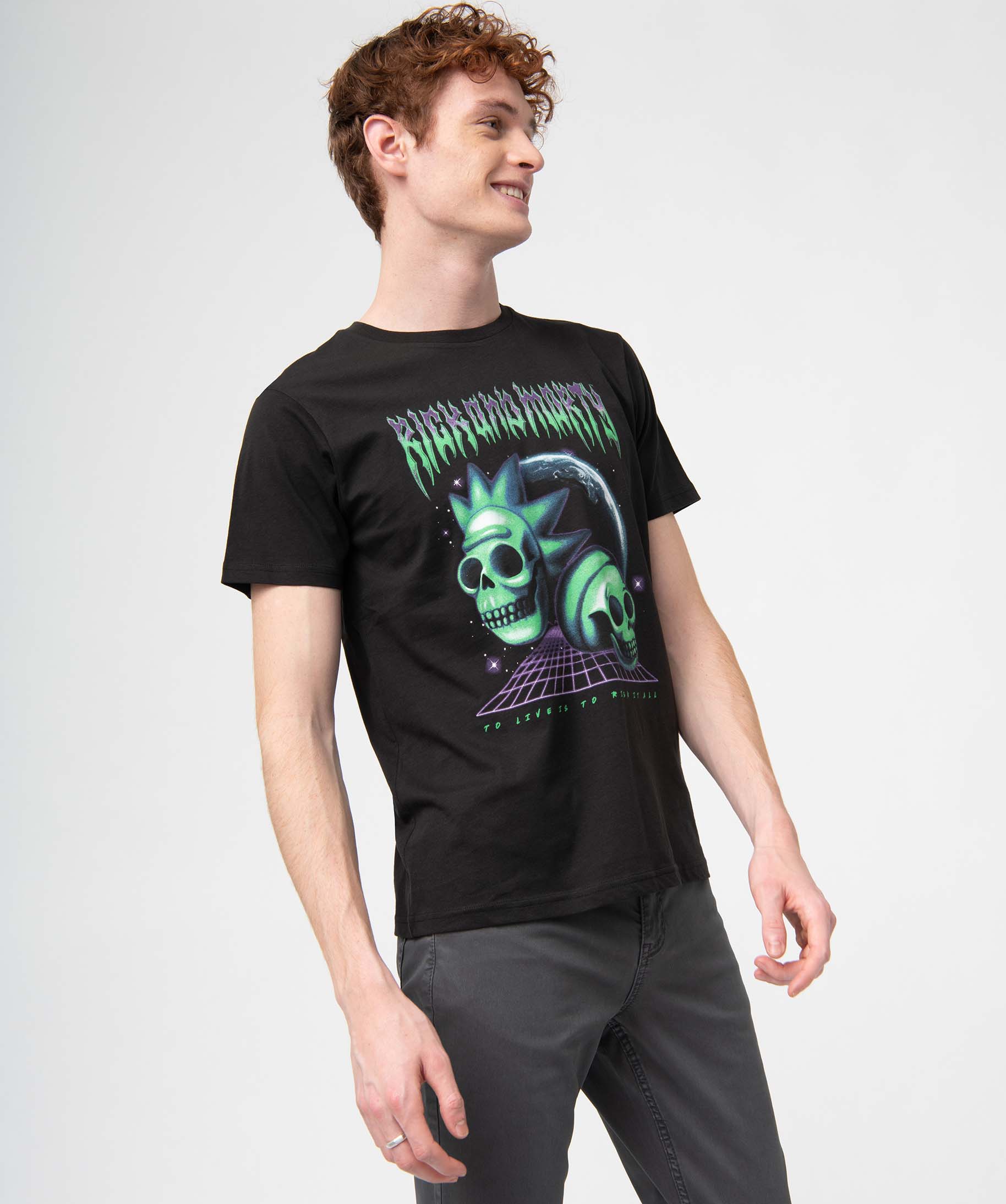 tee-shirt homme a manches coures imprime- rick morty noir tee-shirts