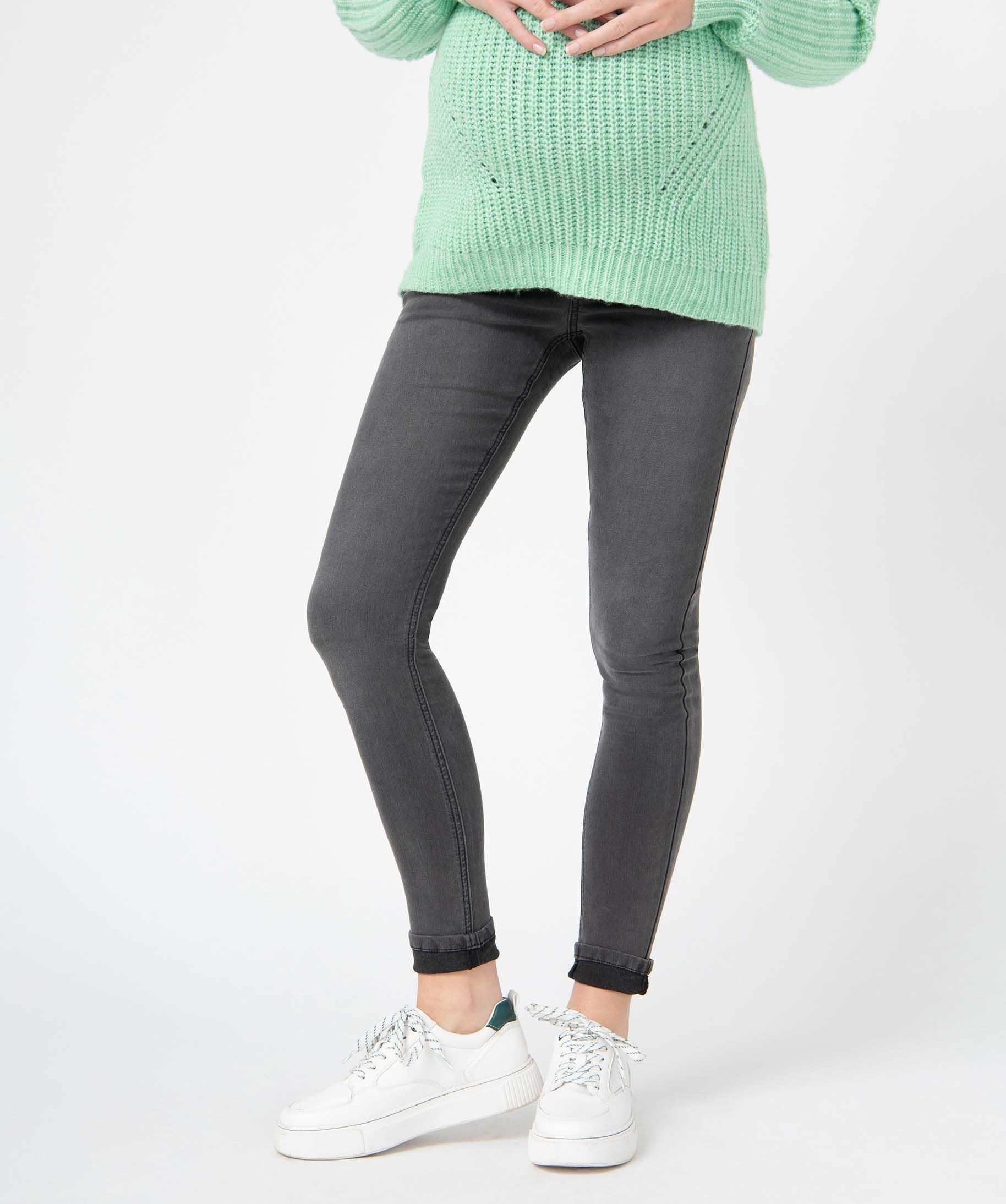 jean de grossesse coupe skinny avec bandeau haut gris standard