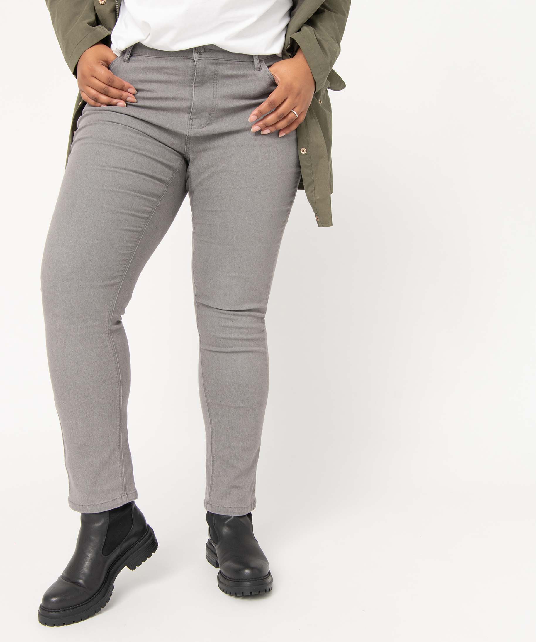 jean femme grande taille coupe regular gris pantalons et jeans
